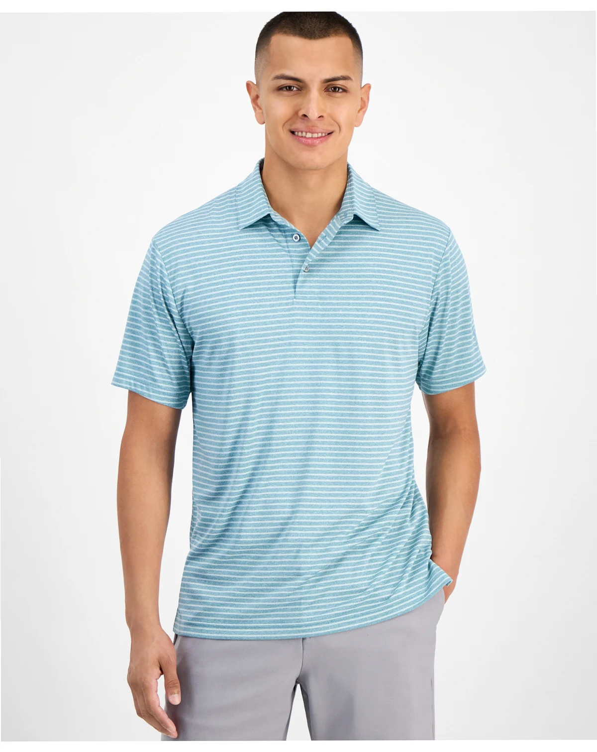 Men's Heathered Stripe Golf Polo Shirt