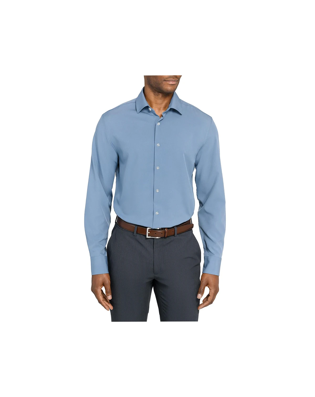 Men's Solid Performance Stretch Cooling Comfort Dress Shirt