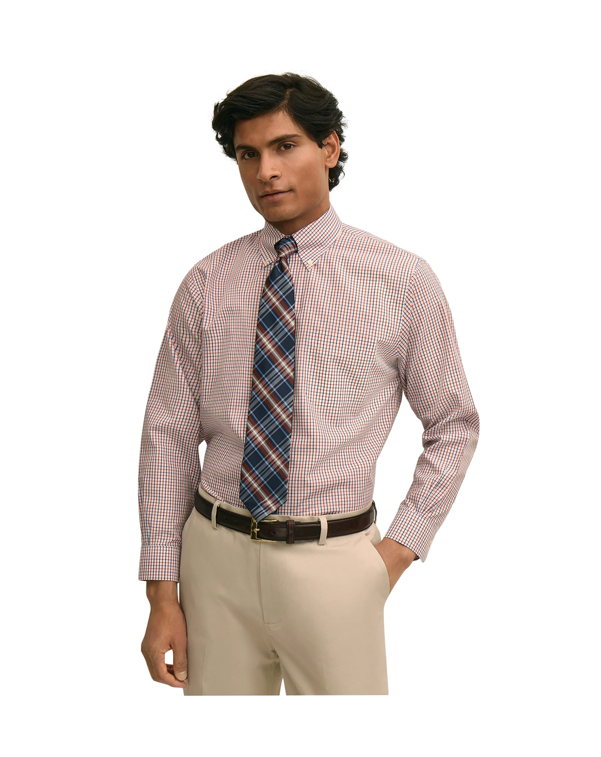 Men's Striped Polo Button-Down Dress Shirt