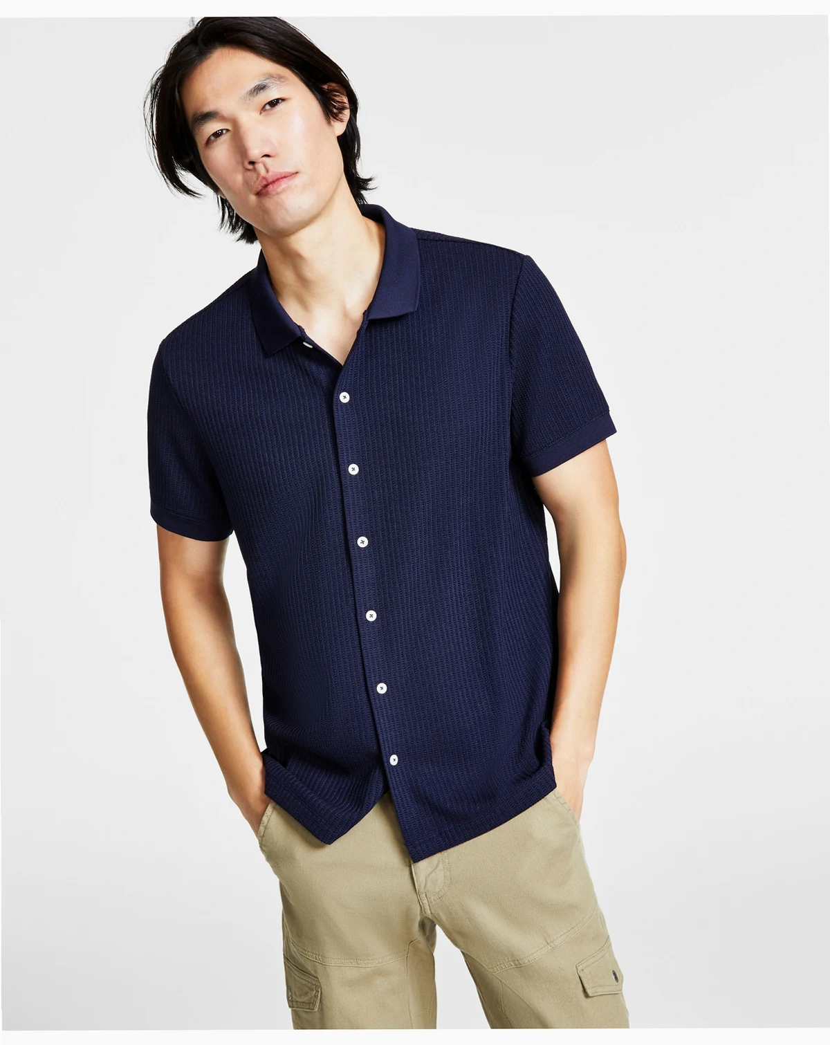 Men's Pointelle Short-Sleeve Knit Shirt