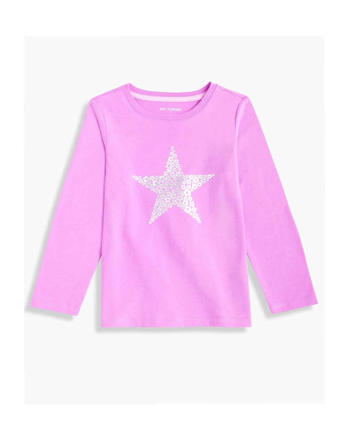 Girls Toddler 2T-4T Holographic Star Long-Sleeve T-Shirt, Macy's Exclusive
