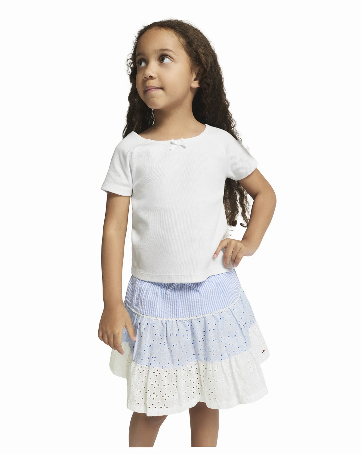 Toddlers' 2T-4T and Girls' 4-6X Ribbed T-Shirt & Seersucker Eyelet Skort, 2-Piece Set