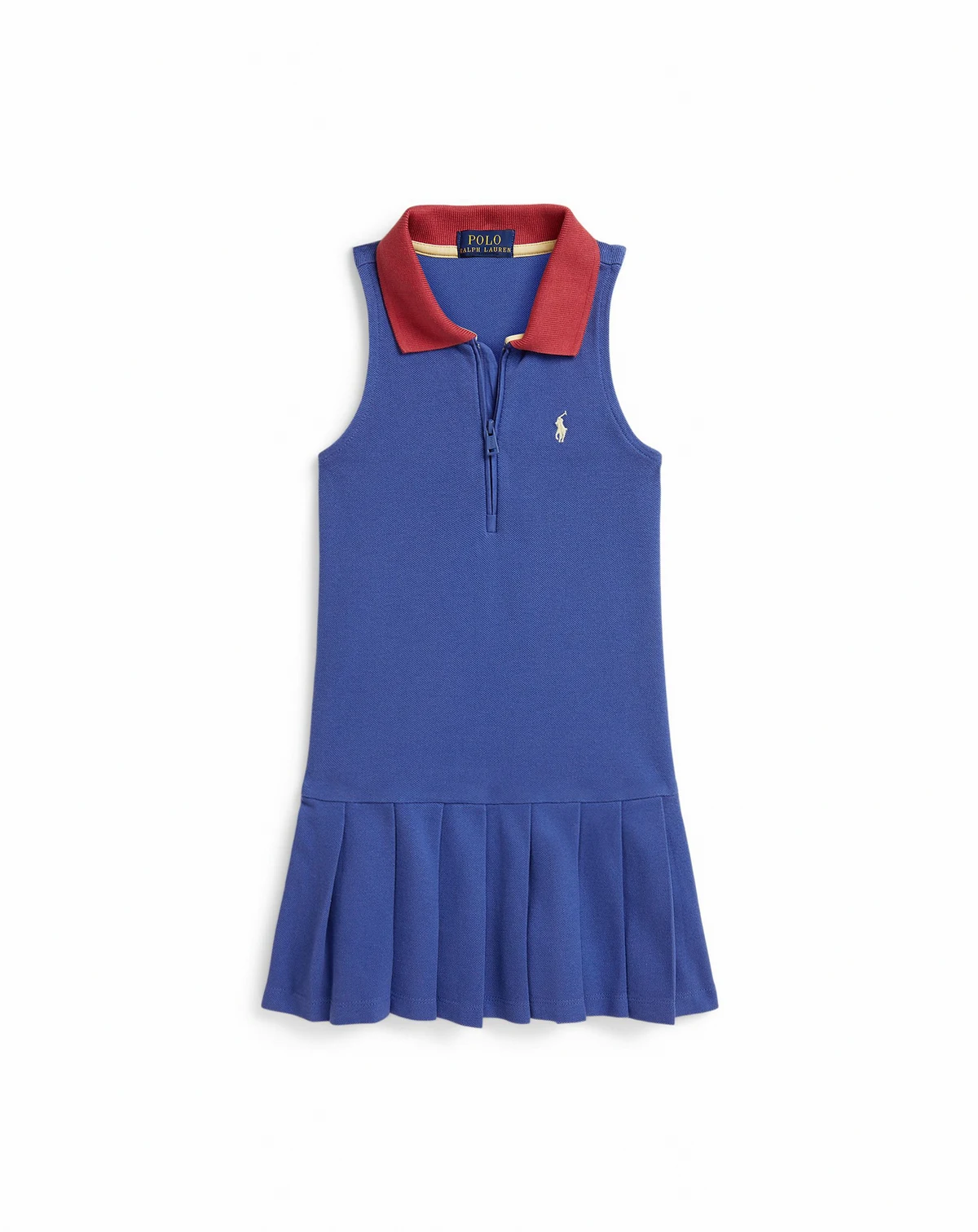 Girls' 2T-6X Pleated Mesh Quarter-Zip Polo Dress