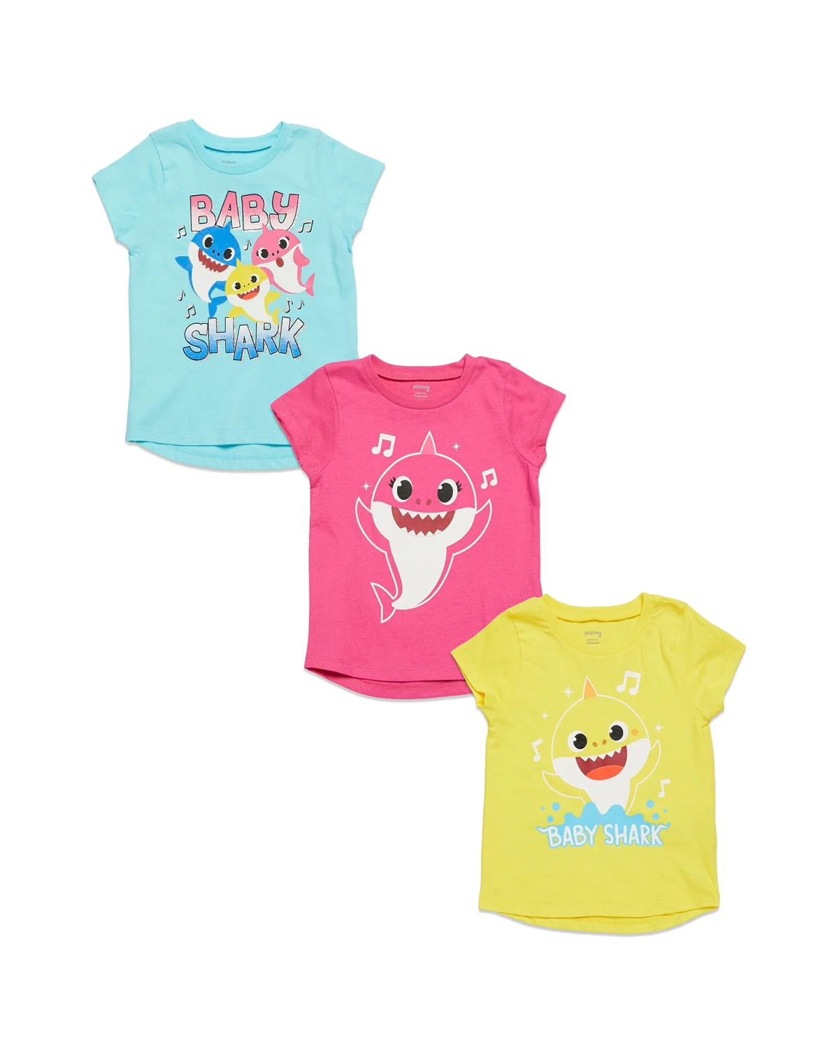 Toddler Girls Pinkfong Shark 3 Pack T-Shirts