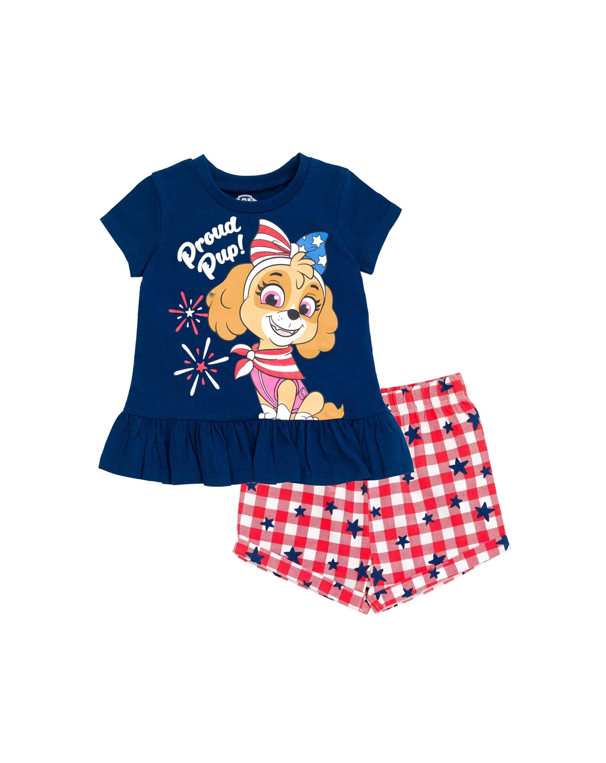 Toddler Girls Skye July 4th Peplum T-Shirt and Twill Shorts Outfit Set to