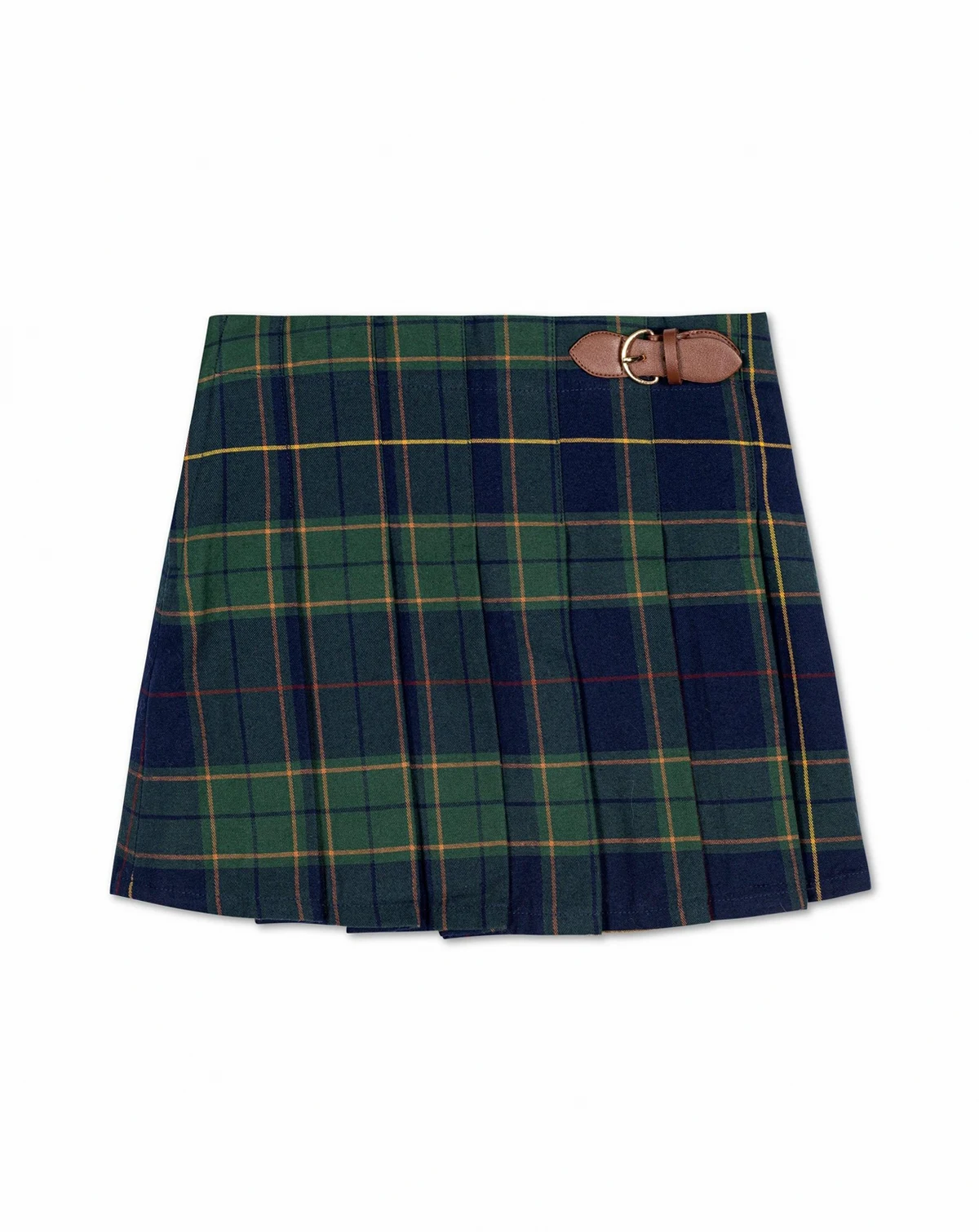 Toddler Girls Organic Pleated Skirt with Buckle Detail