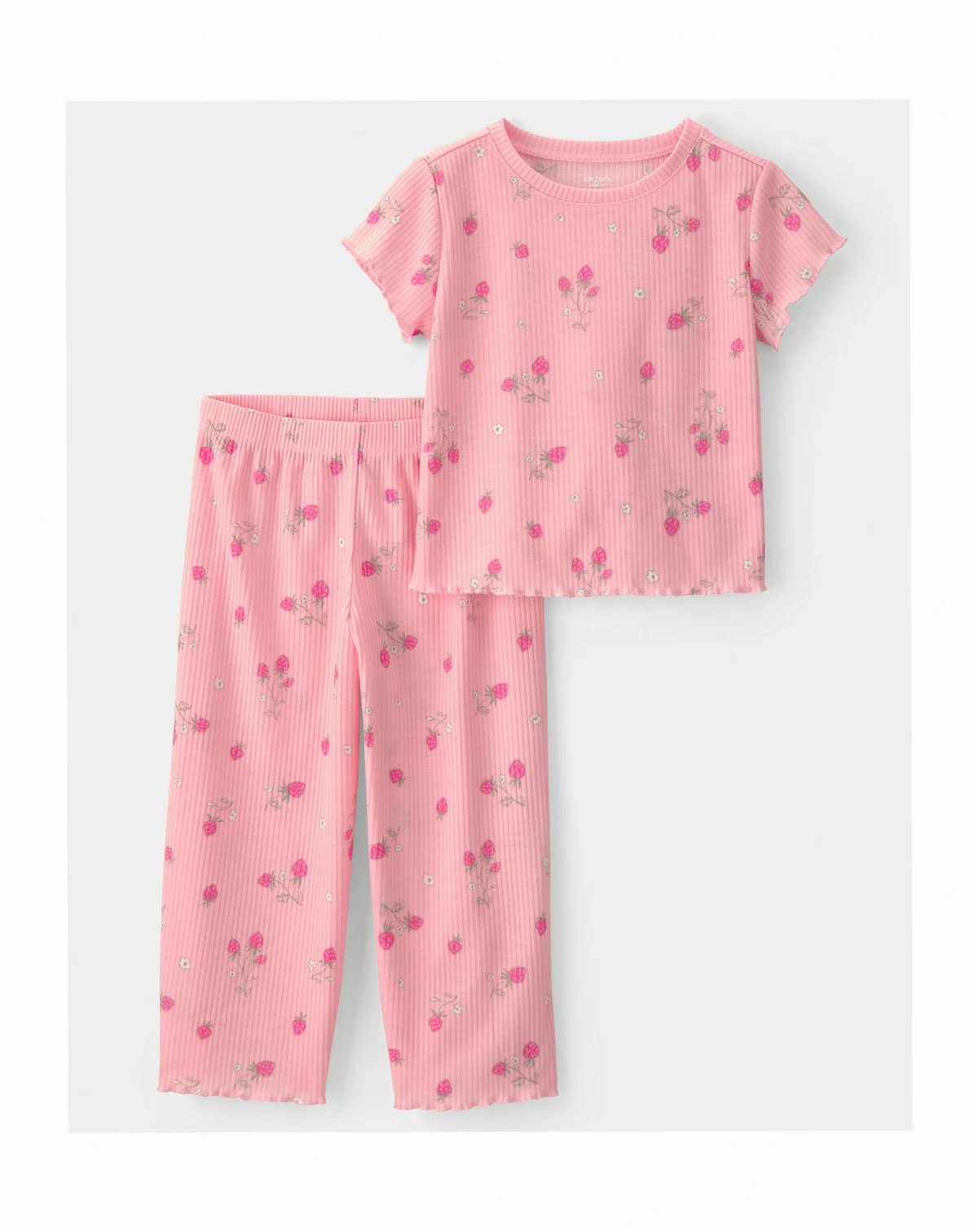 Girls' Toddler 2T-5T Strawberry Loose-Fit Top and Pants, 2-Piece Pajama Set