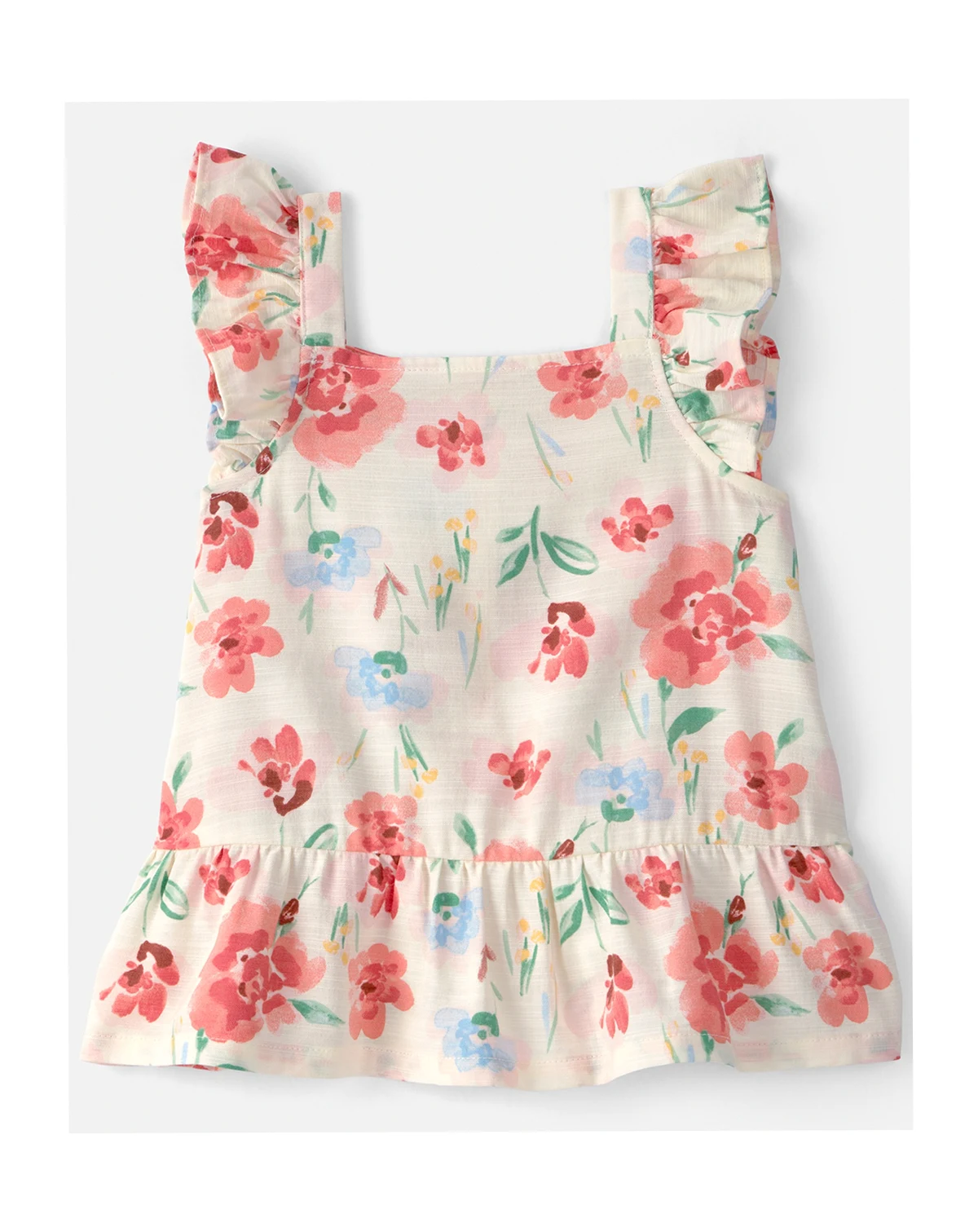 Girls' Toddler 2T-5T Square Neck Floral Peplum Top