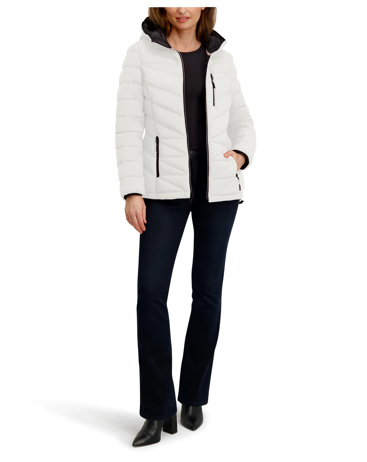 Women's Hooded Zip-Front Puffer Coat
