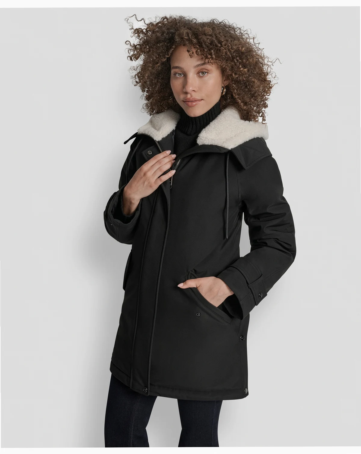 Women's Faux-Fur-Lined Hooded Softshell Coat