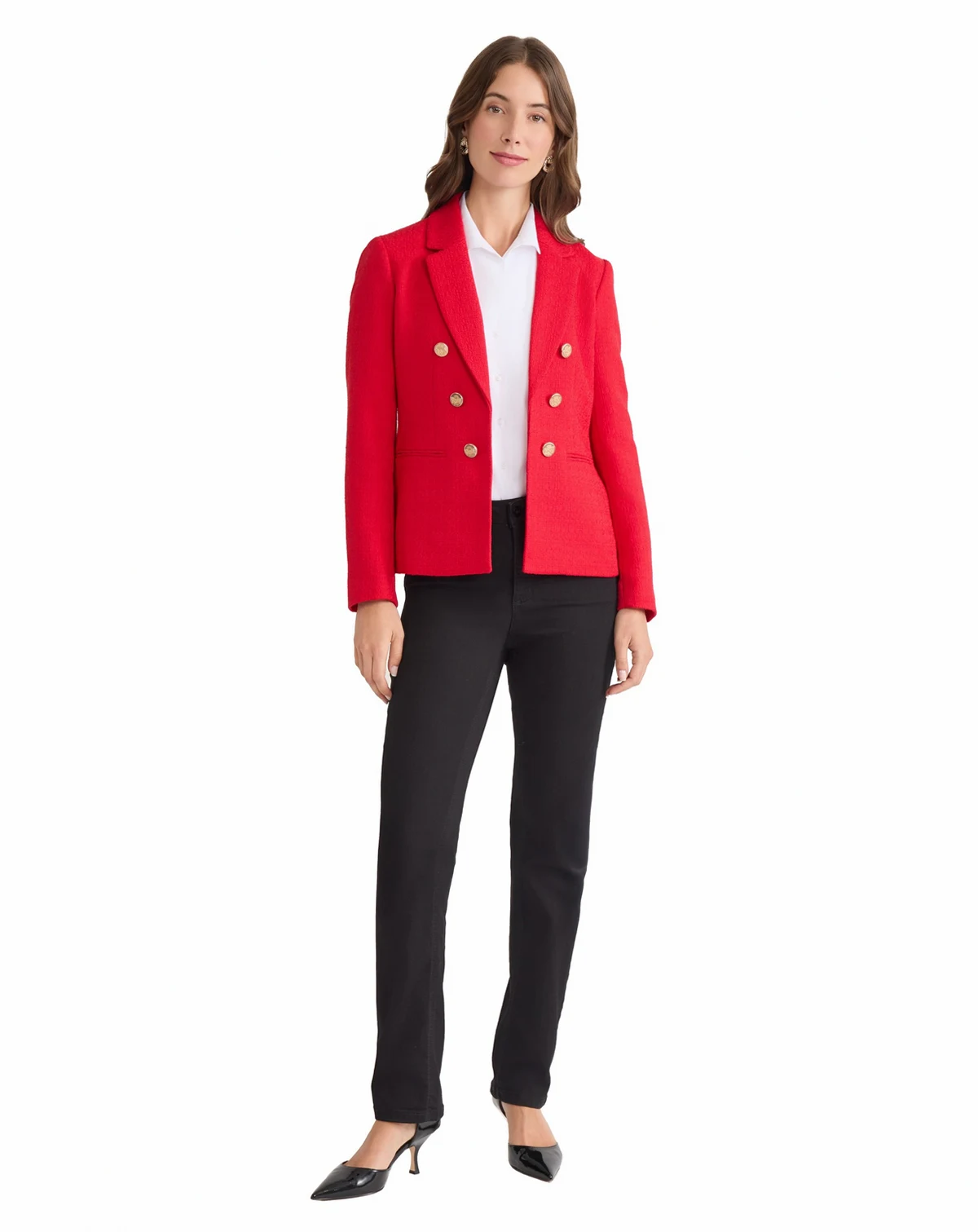 Women's Button-Trim Open-Front Blazer