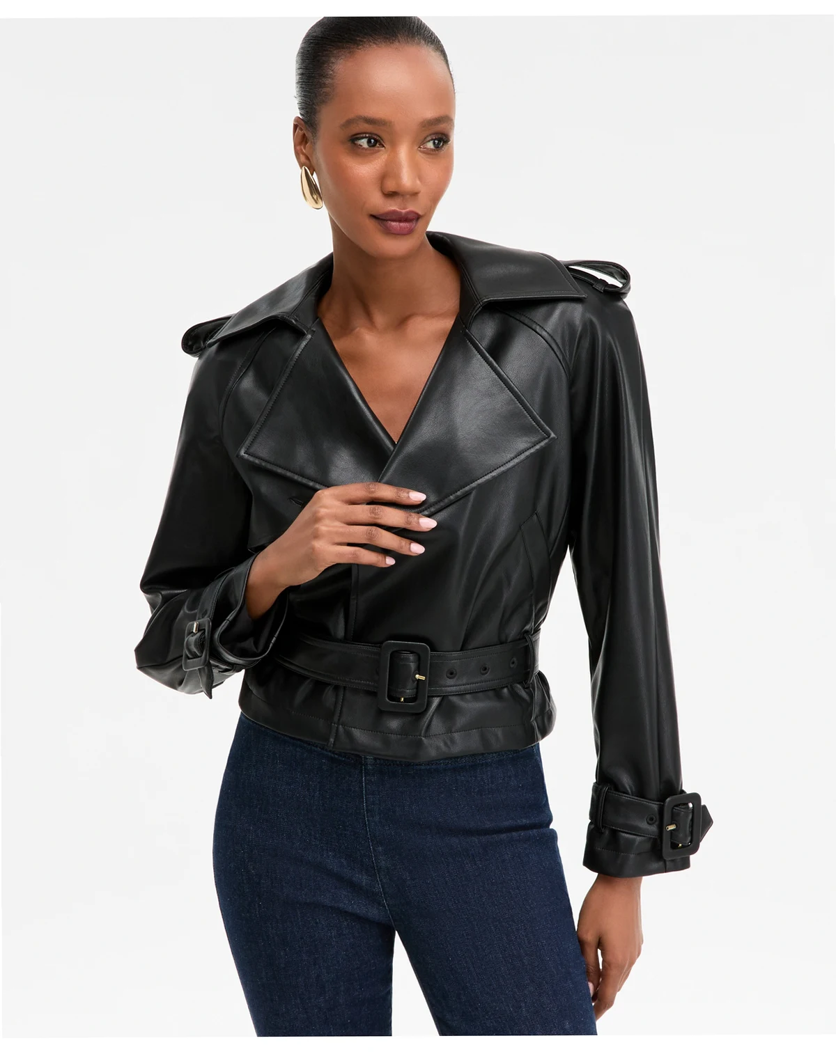 Women's Faux-Leather Biker Jacket, Macy's Exclusive