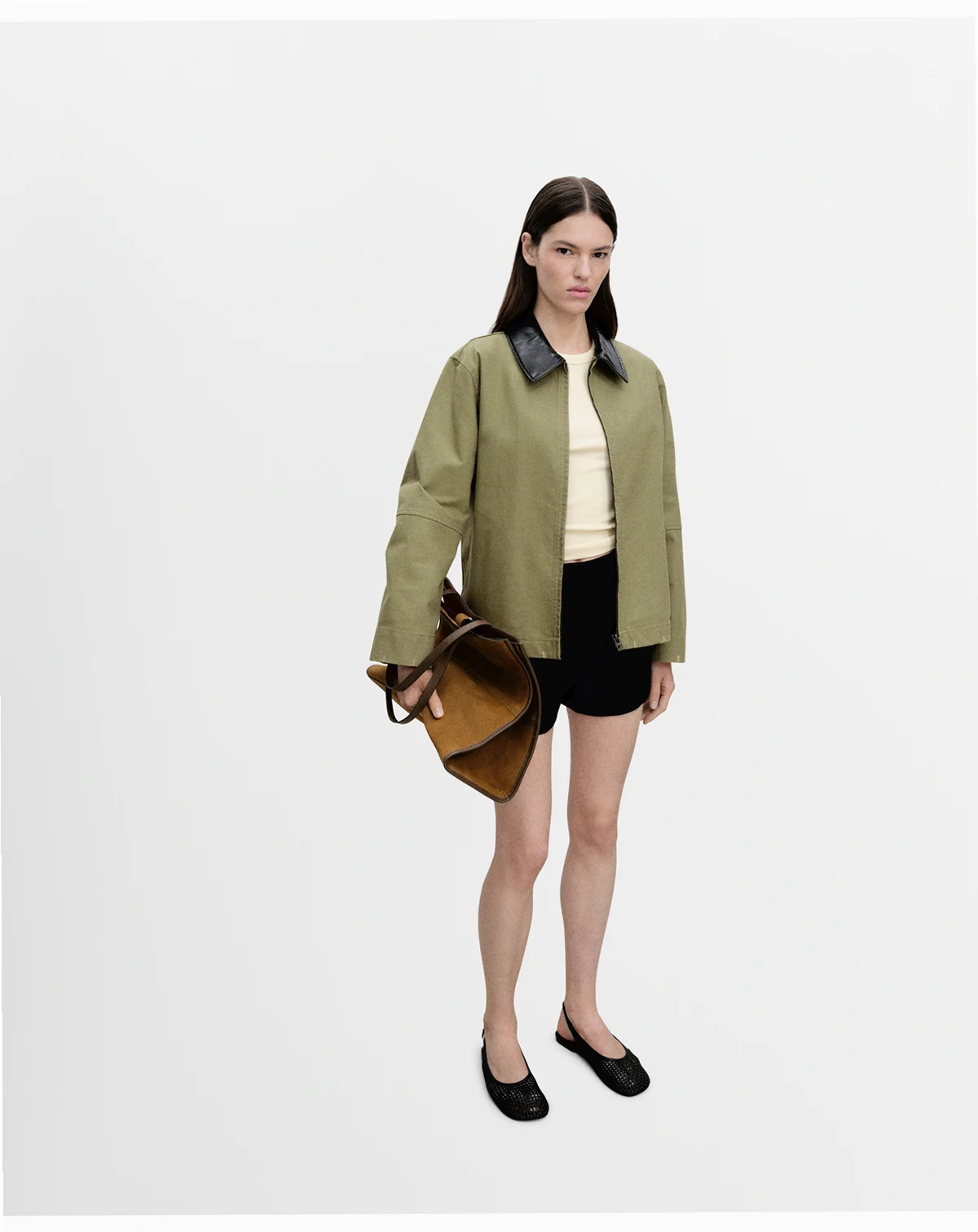 Women's Contrast Collar Cotton Jacket