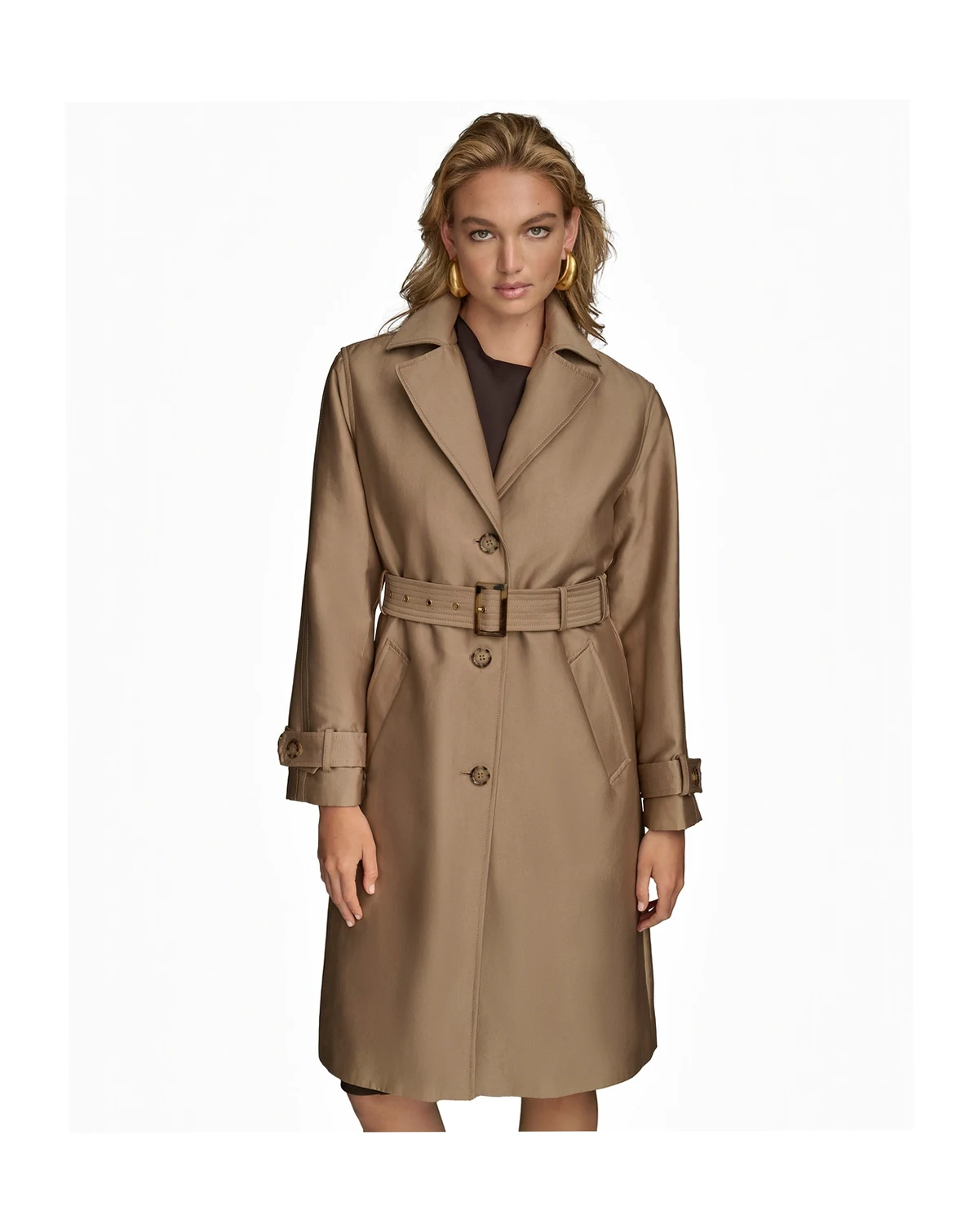 Women's Single-Breasted Belted Trench Coat