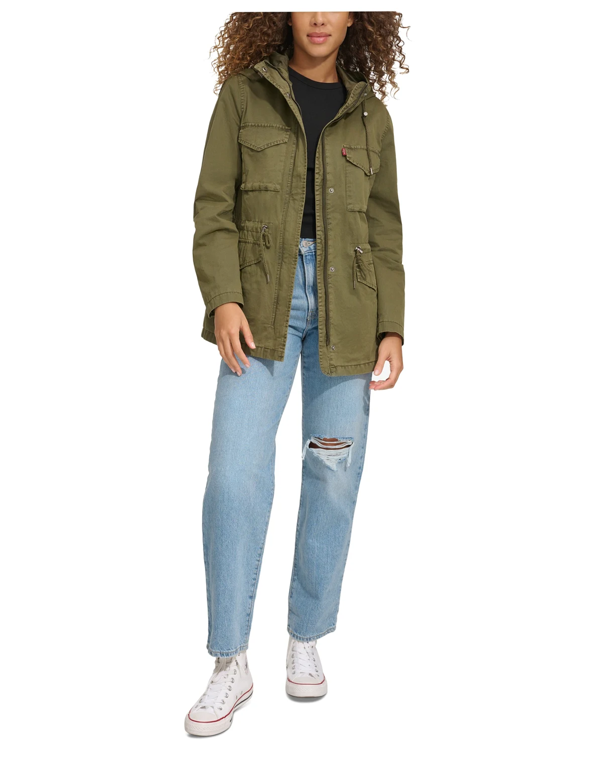 Women's Lightweight Washed Cotton Military Jacket