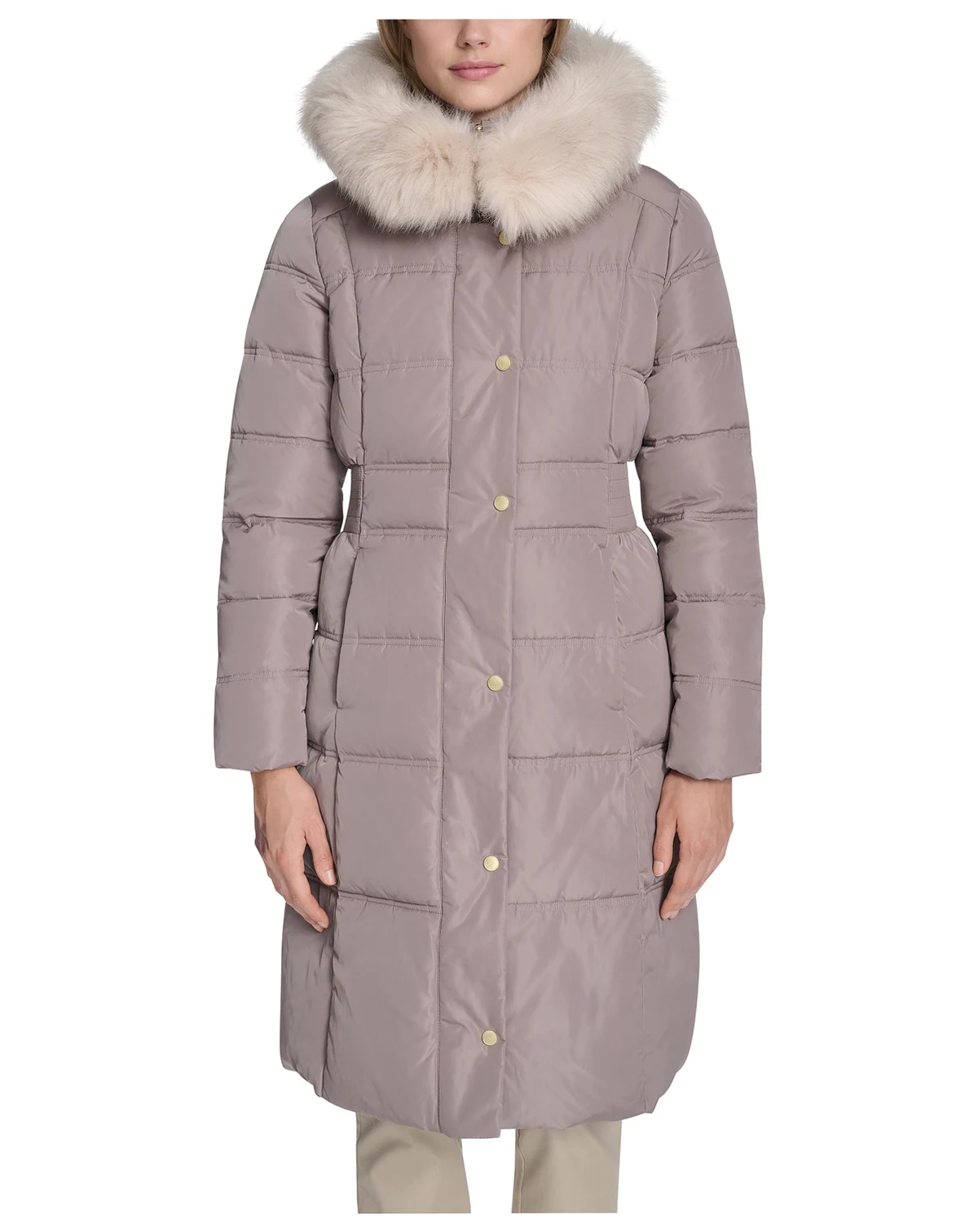 Women's Trim Hood Zip-Front Down Filled Puffer Coat