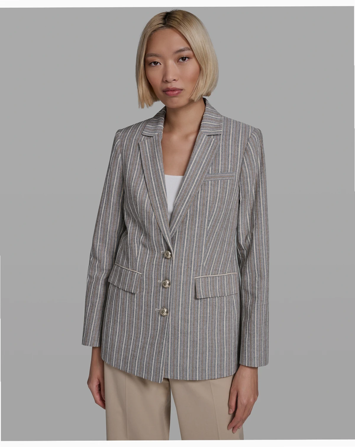 Women's Collared Multi Stripe Jacket