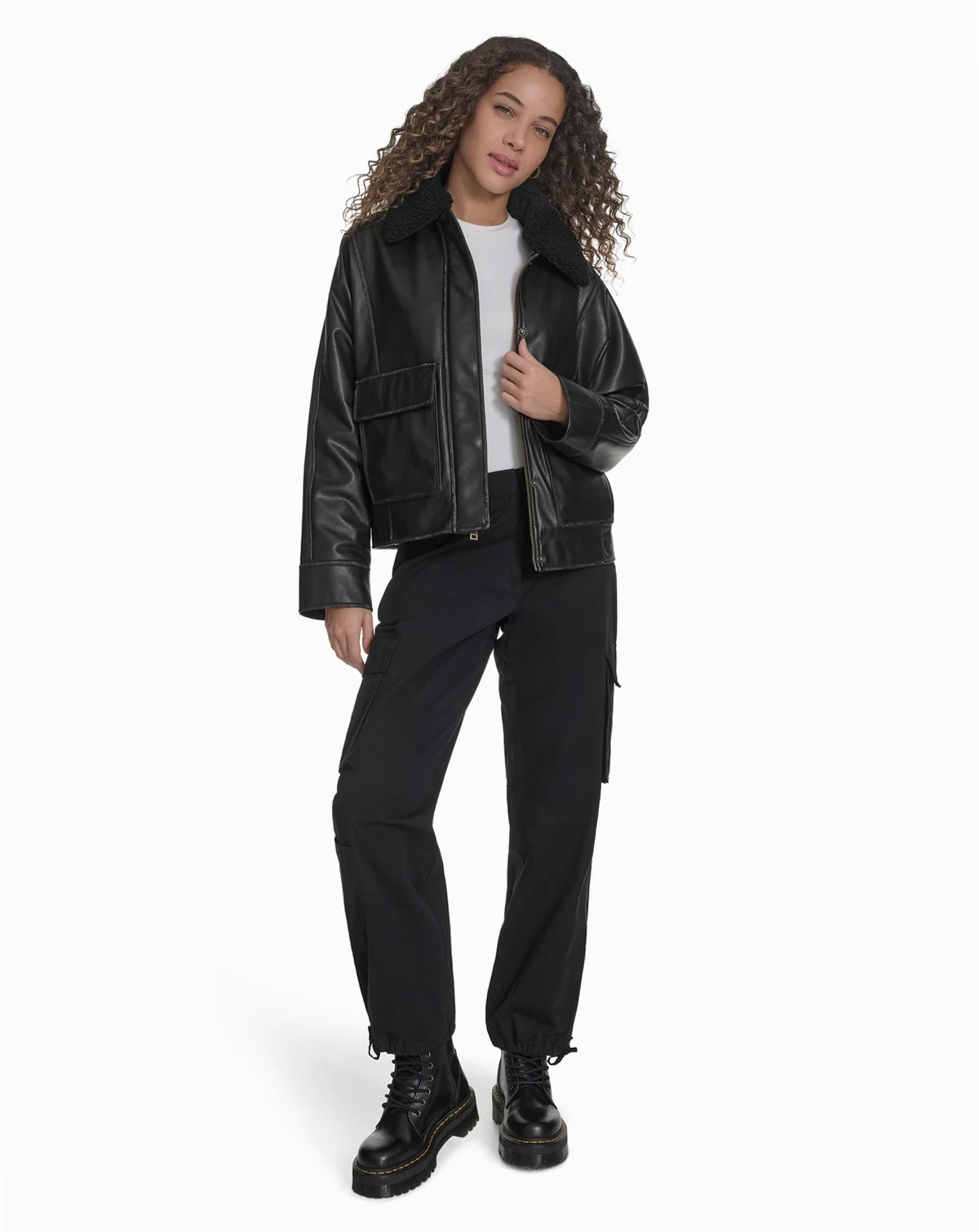 Women's Removable Collar Aviator Jacket