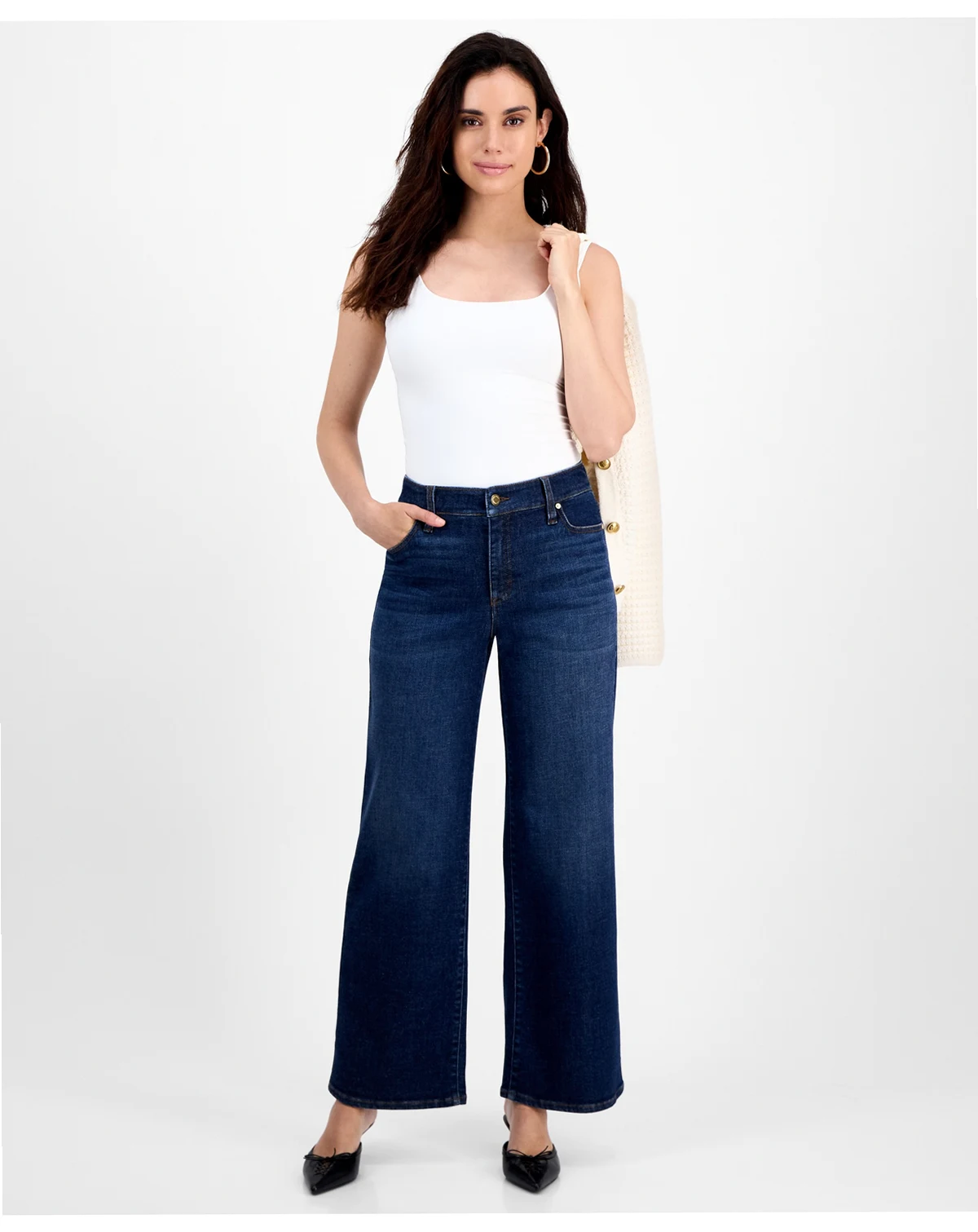 Petite High-Rise Wide-Leg Jeans, Macy's Exclusive