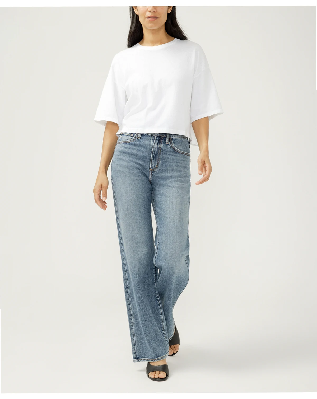 Women's High Rise Trouser Leg Jeans