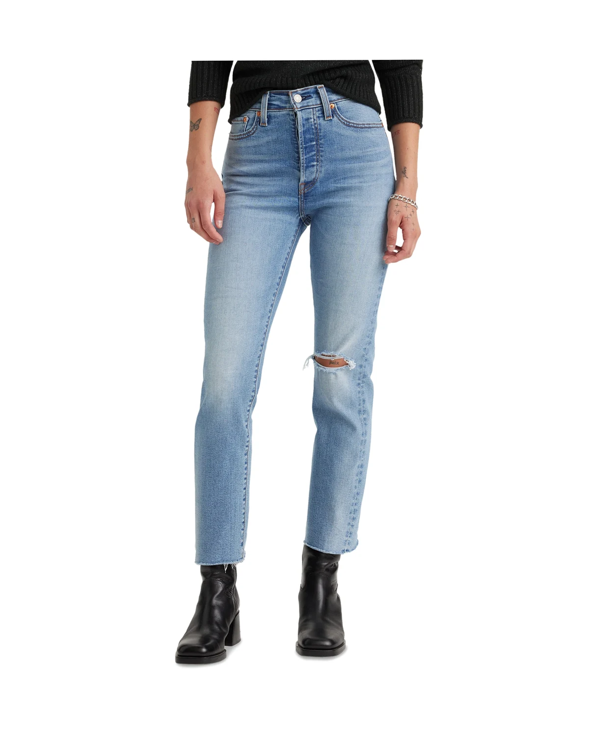 Women's Wedgie Straight-Leg High Rise Cropped Jeans