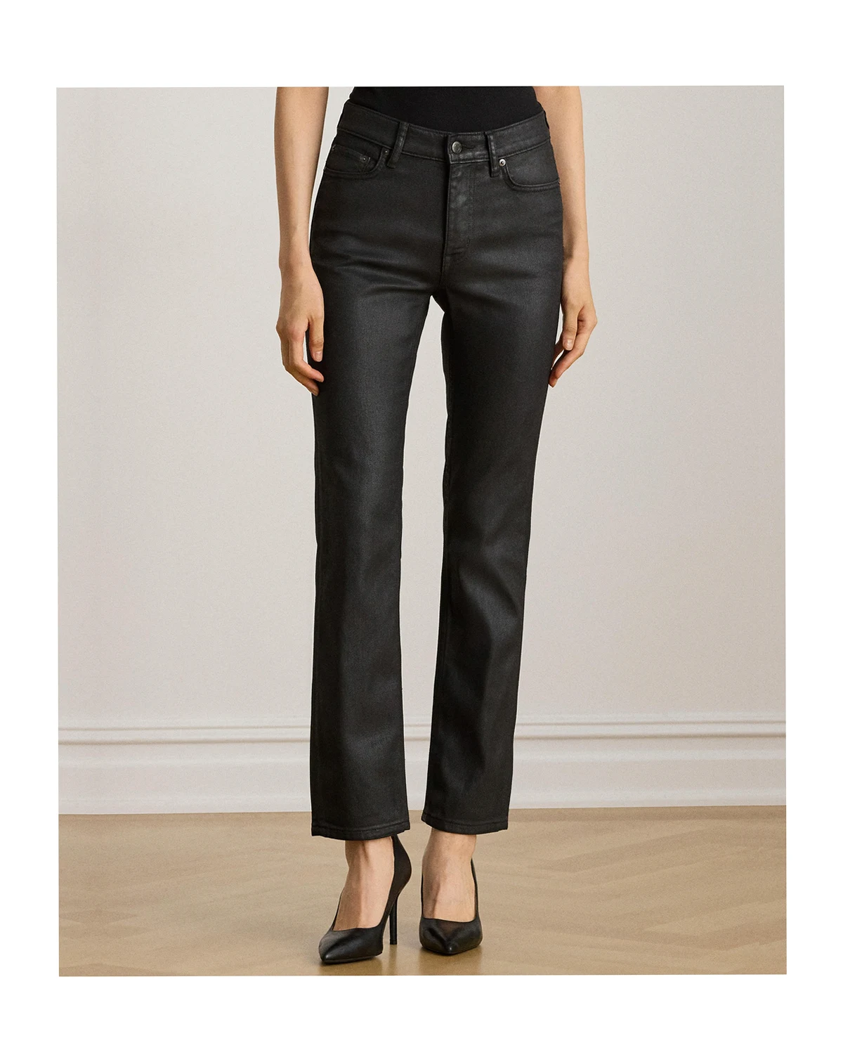 Women's Coated Straight Ankle Jeans
