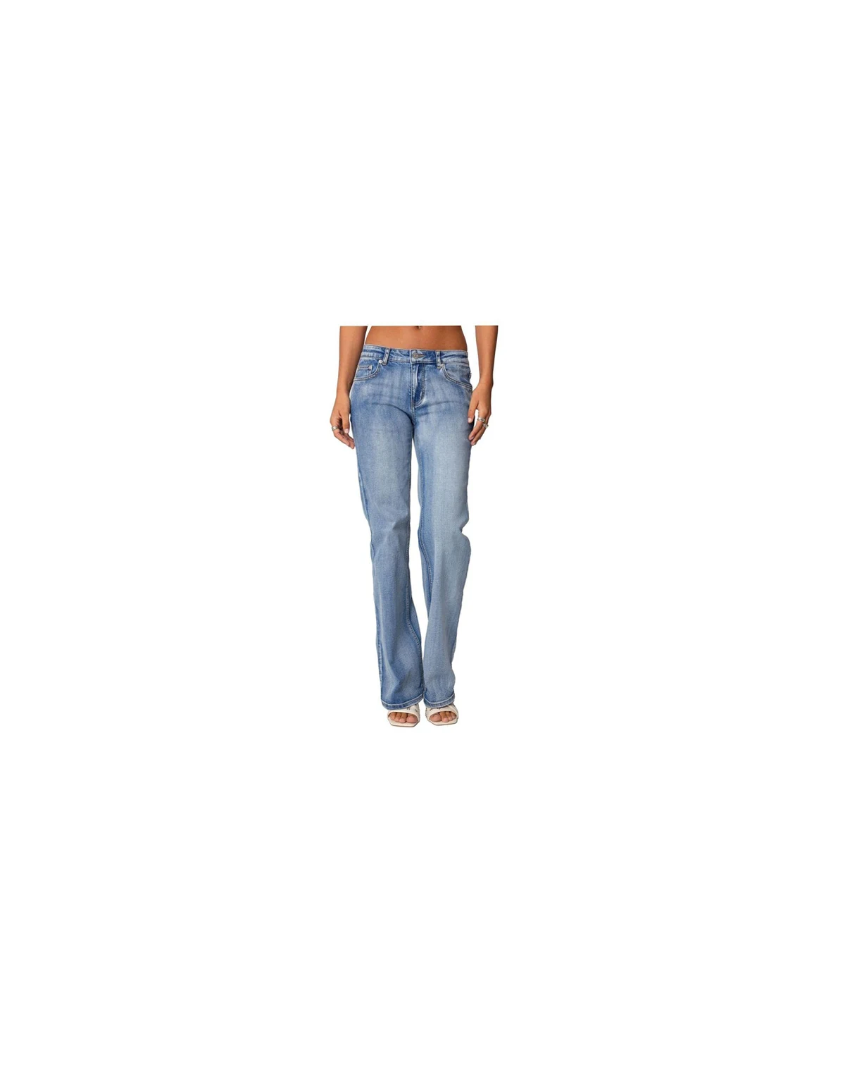 Womens Boot Cut Washed Low Rise Jeans