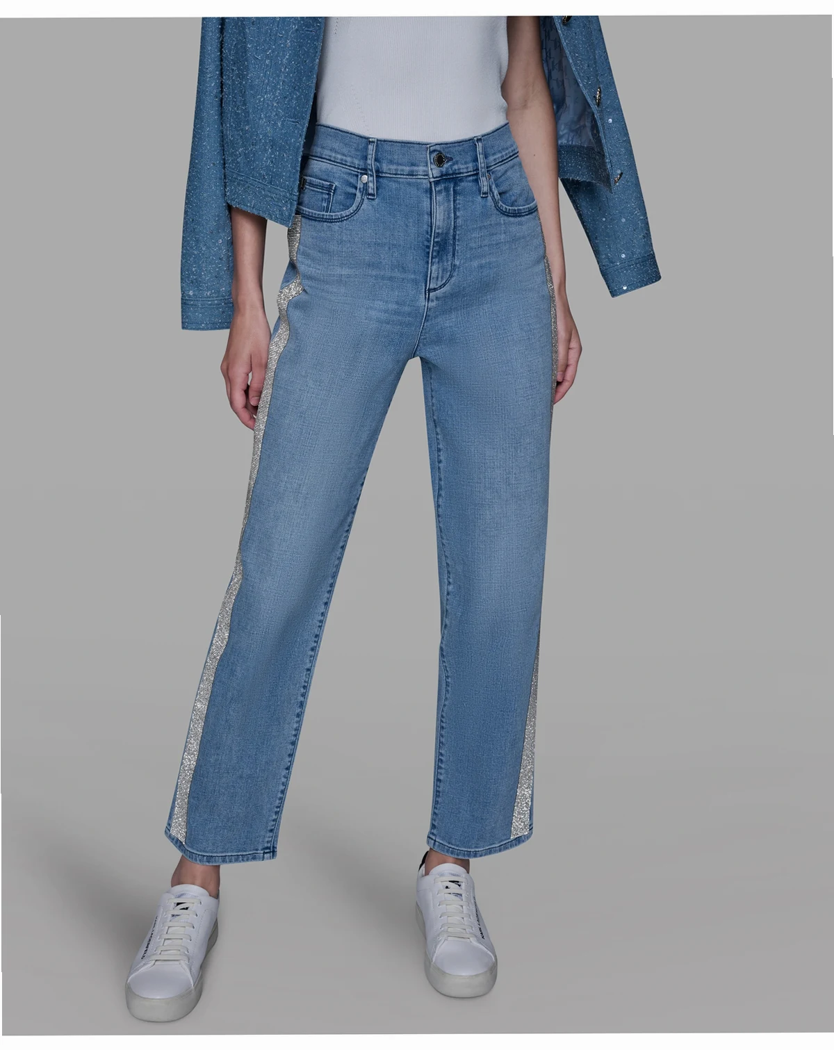 Women's Rhinestone Stripe Detail Jeans