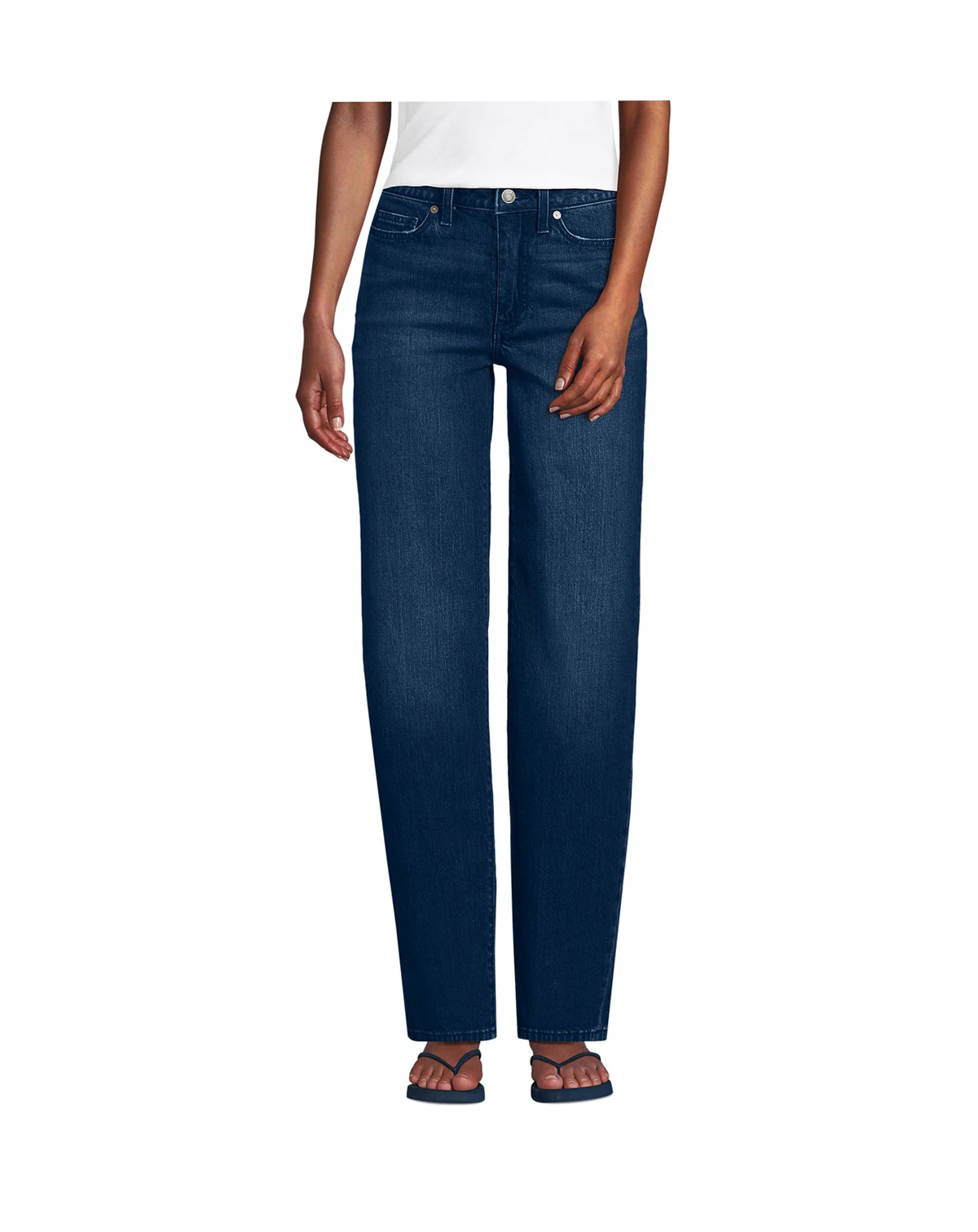 Women's Tall Soft Denim Mid Rise Relaxed Straight Leg Jeans