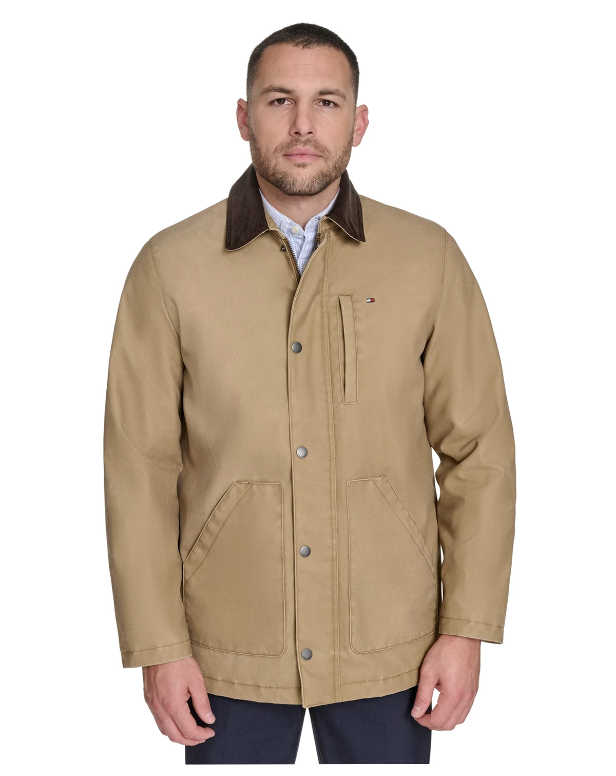Men's Cotton Barn Coat with Corduroy Collar
