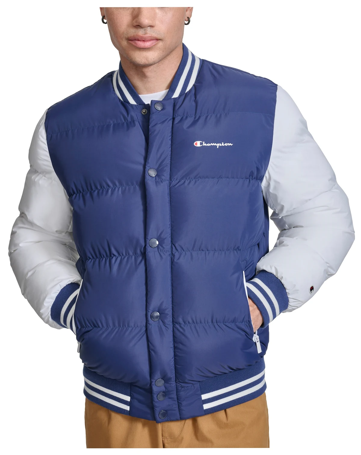Men's Quilted Full-Zip Varsity Puffer Jacket