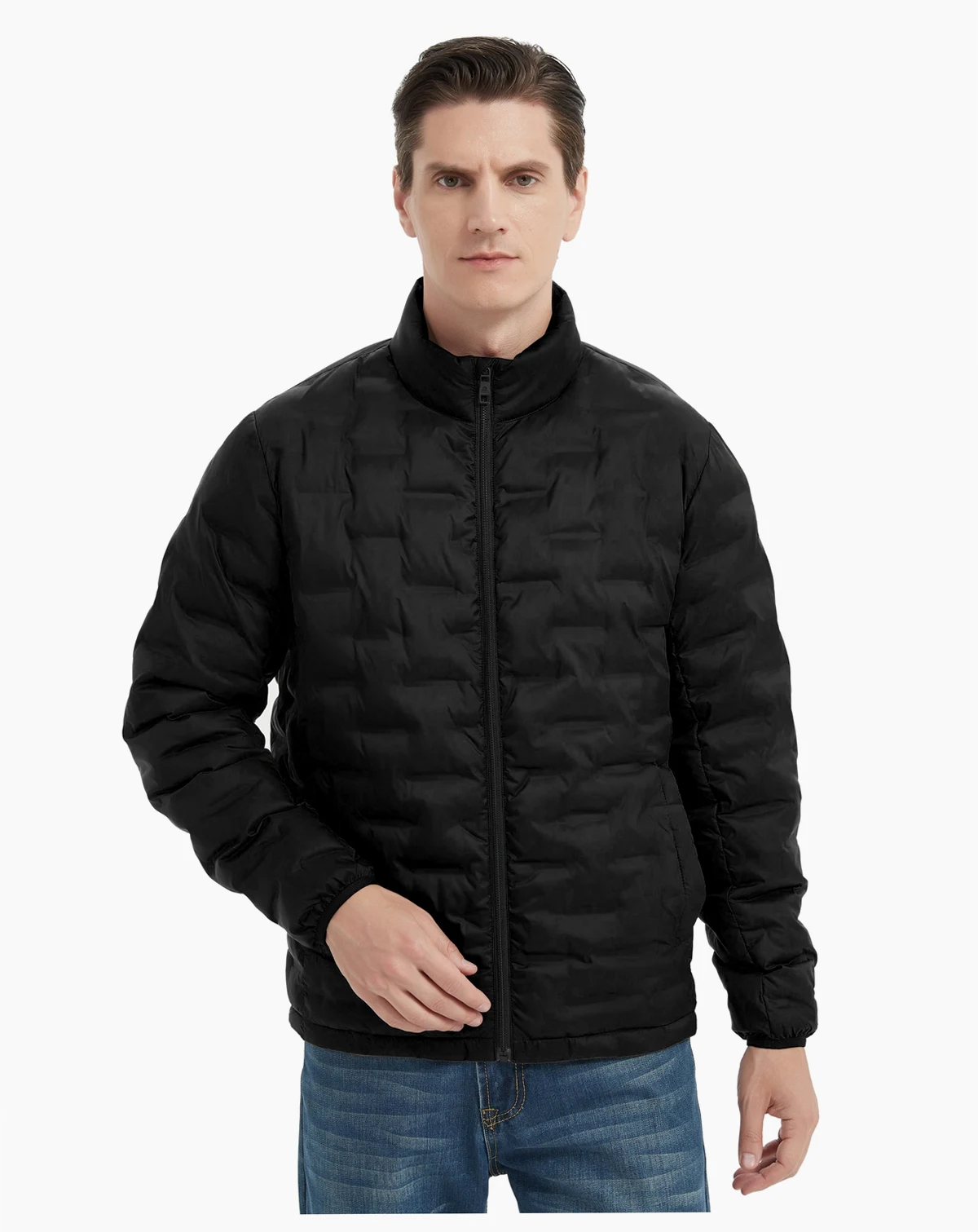 Men's Stand Collar Lightweight Warm Cube Jacket