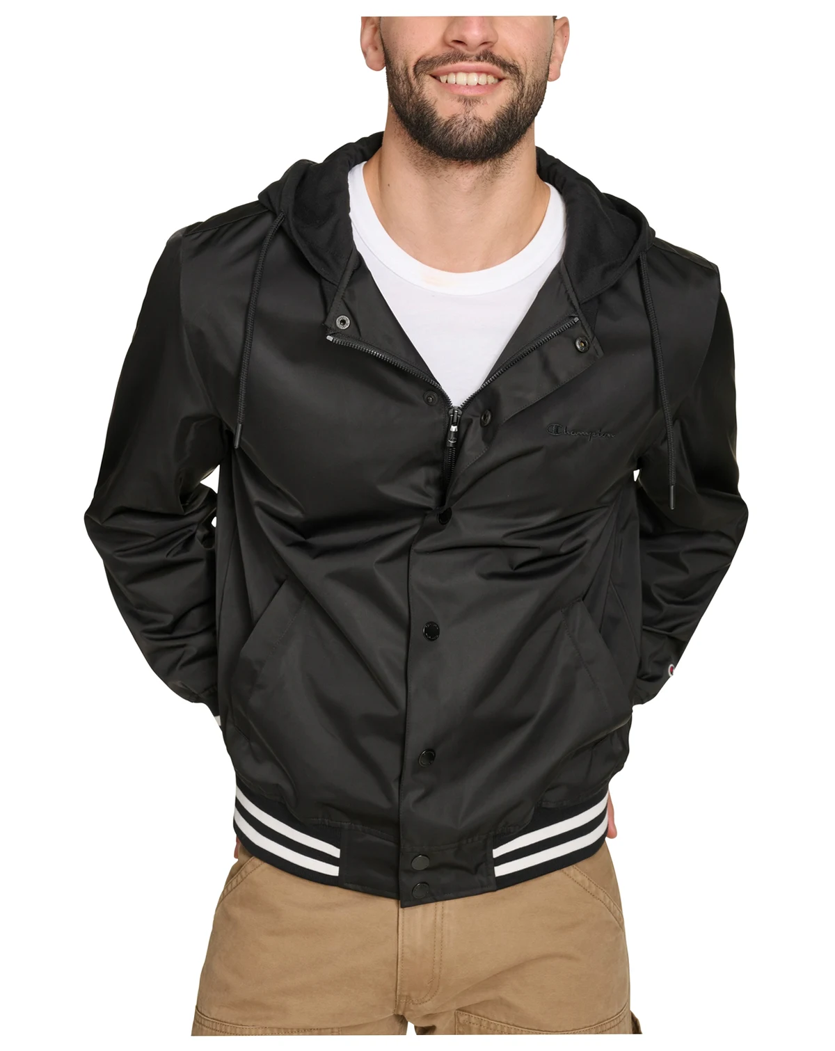 Men's Jersey Hood Varsity Bomber Jacket