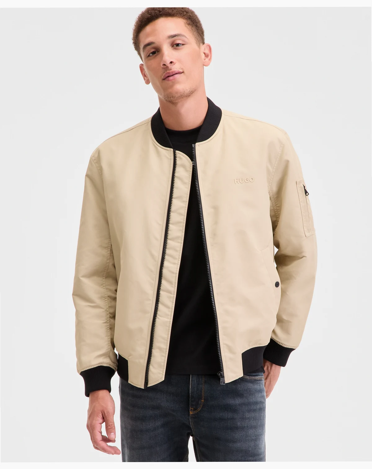 Men's Baken2435 Slim-Fit Satin Bomber Jacket