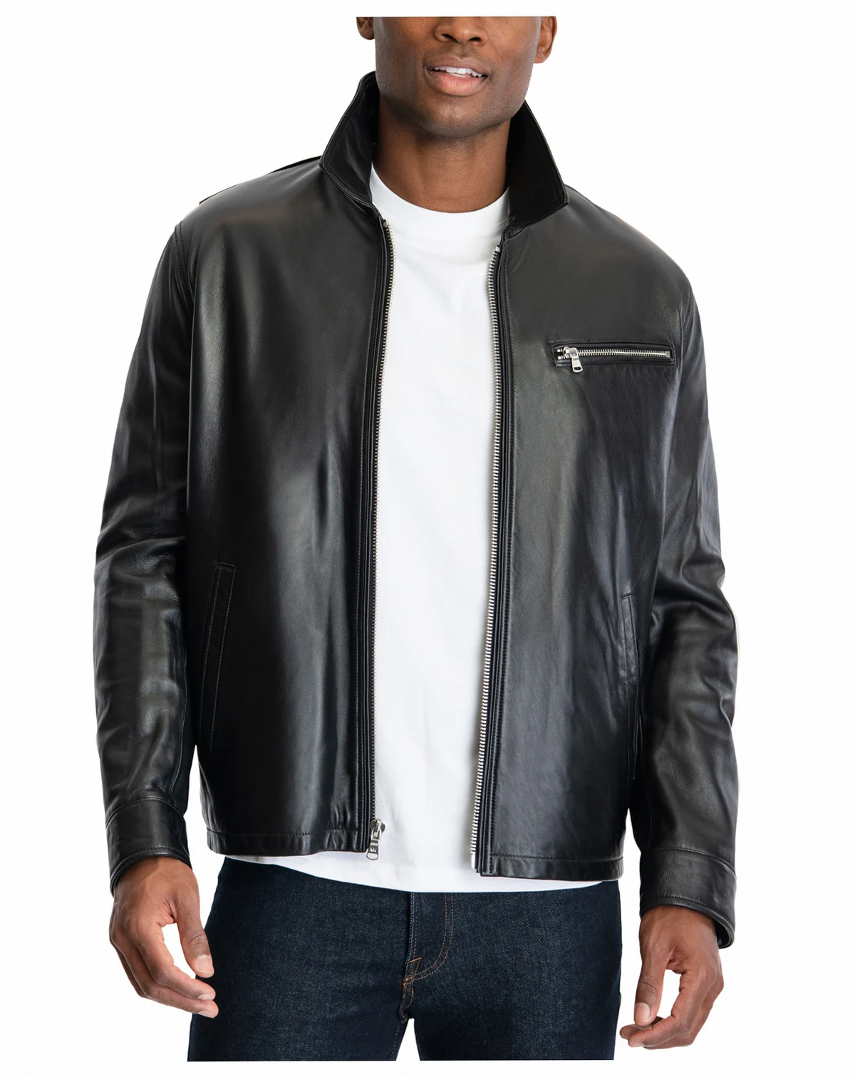 Men's Leather Shirt Collar Jacket, Created for Macy's