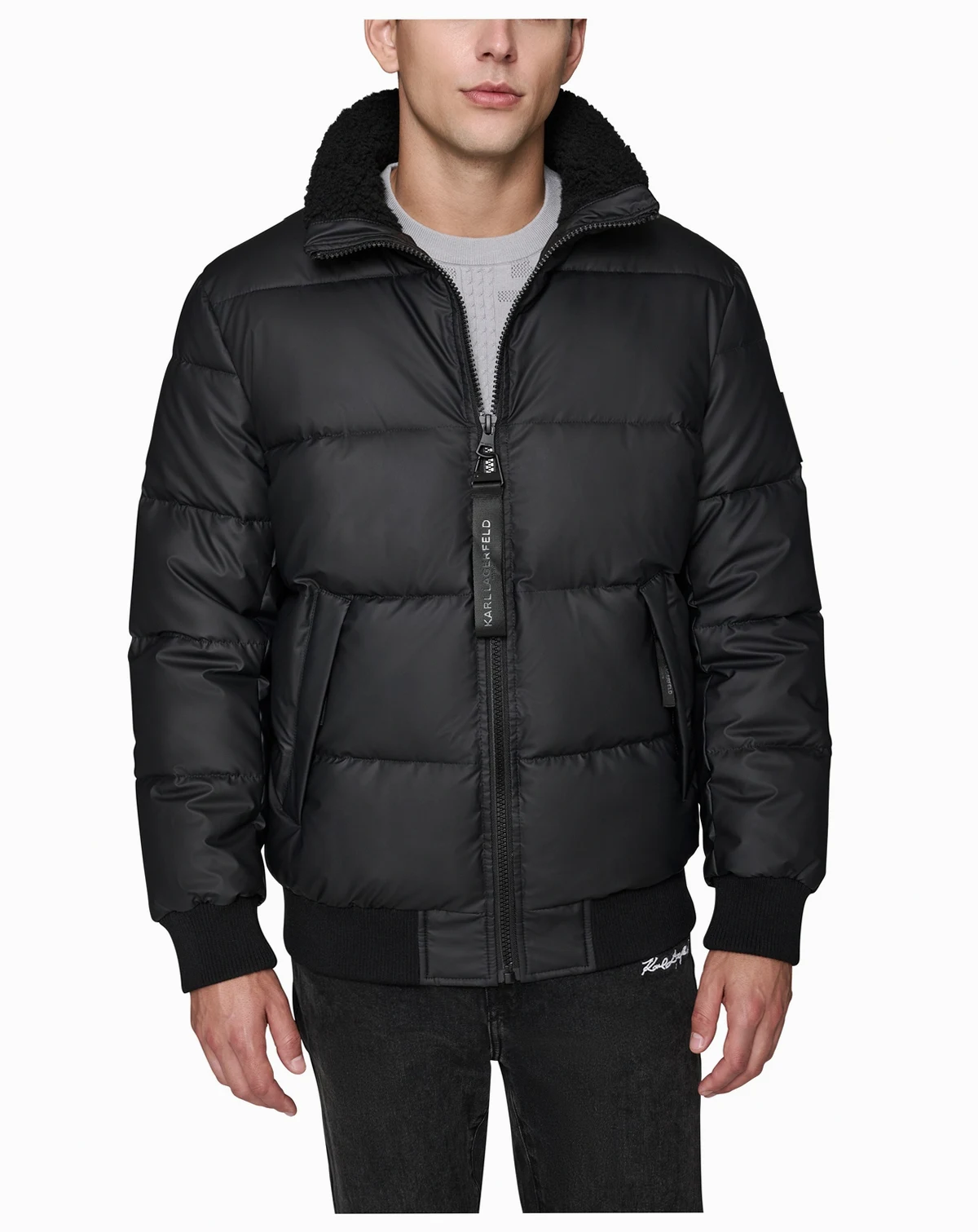 Men's Sherpa Lined Stand Collar Puffer Jacket
