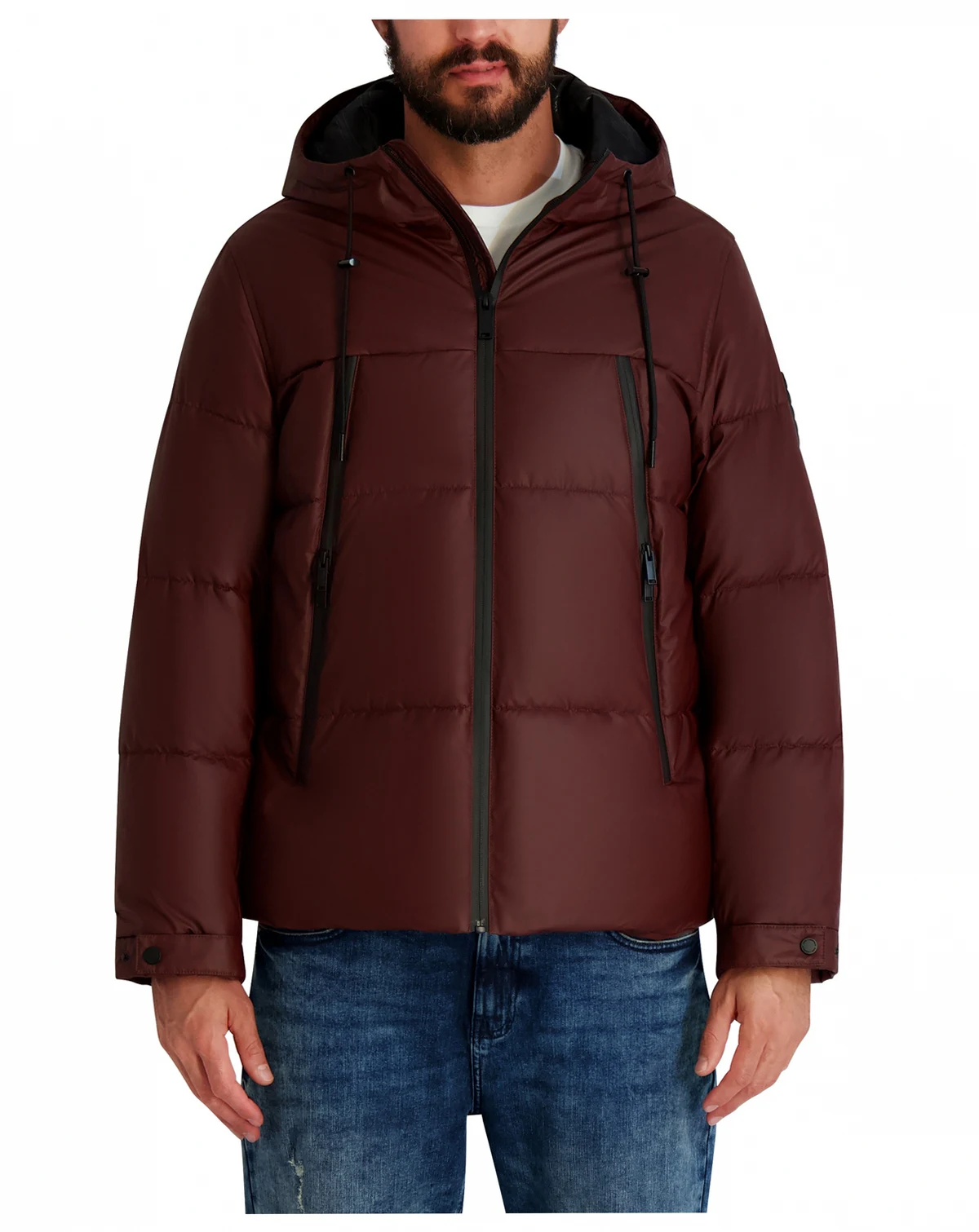 Men's Midweight Hooded Puffer Pockets Jacket