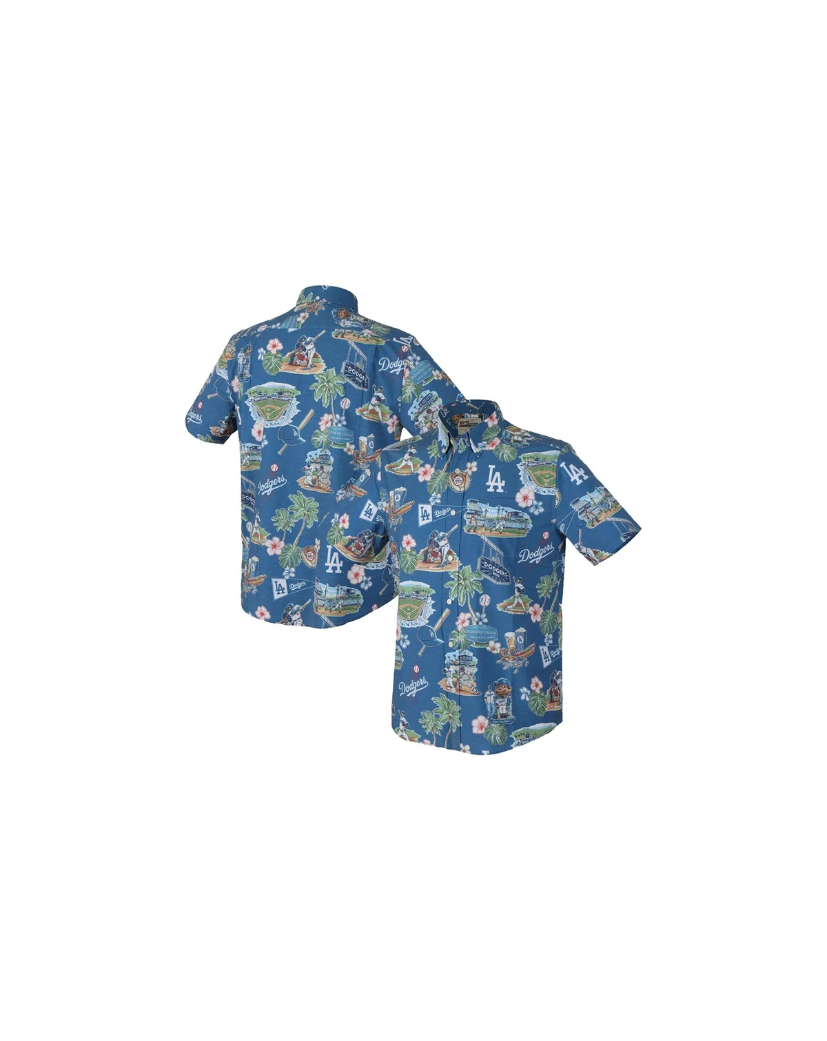 Men's Royal Los Angeles Dodgers Scenic Tri-Blend Performance Button-Up Shirt