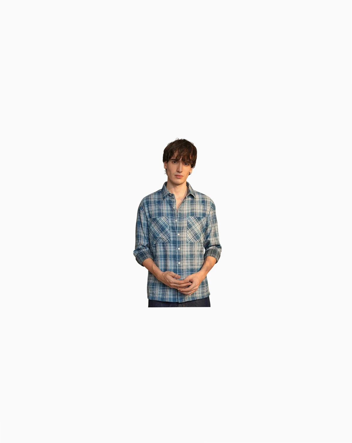 Men's Steel Blue Tartan Plaid Shirt