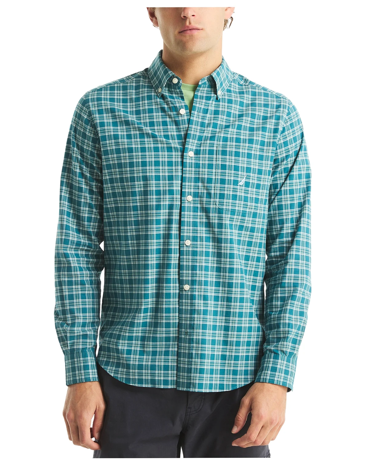 Men's Long Sleeve Plaid Button-Down Shirt