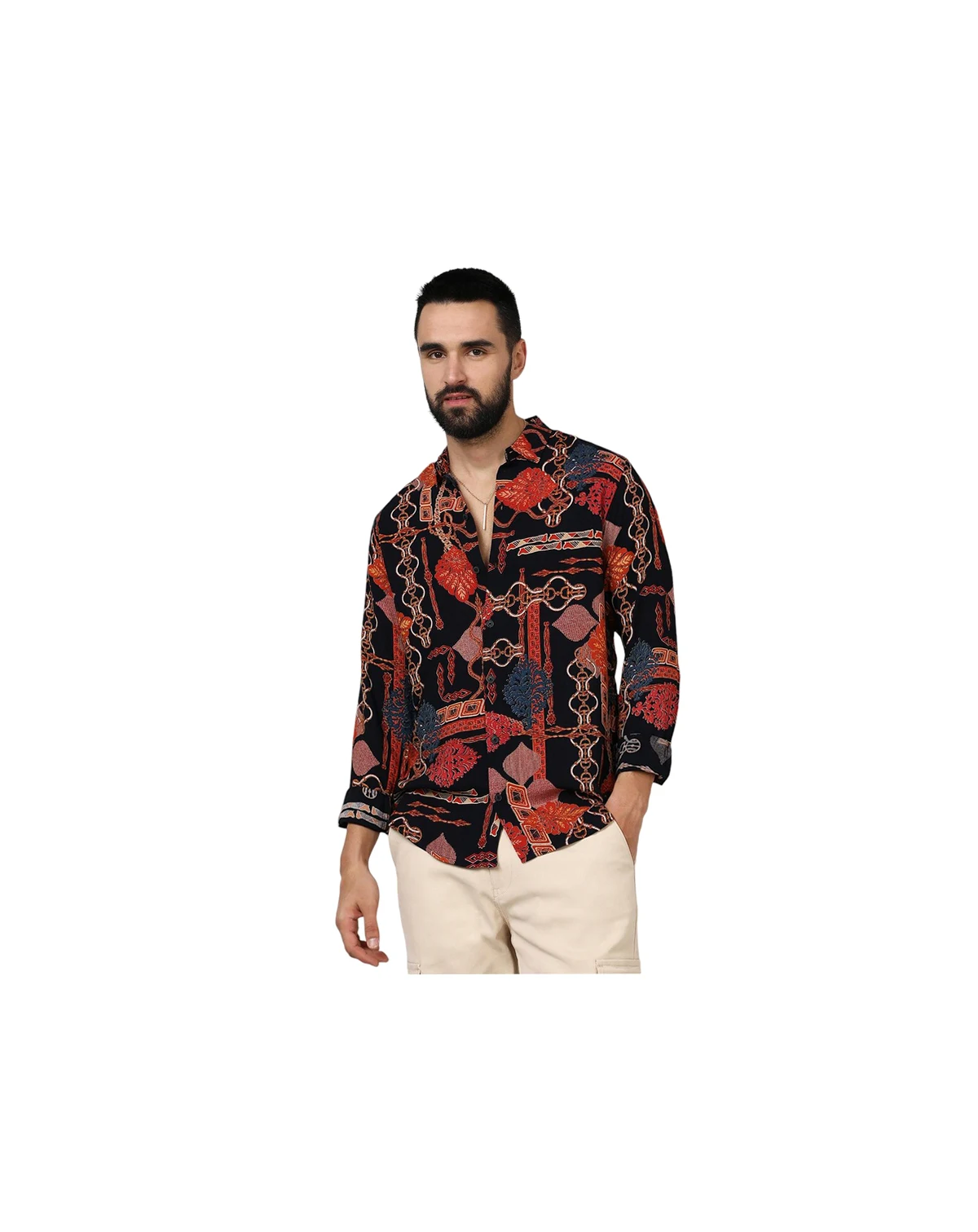 Men's Crimson Red & Navy Blue Artistic Block Shirt