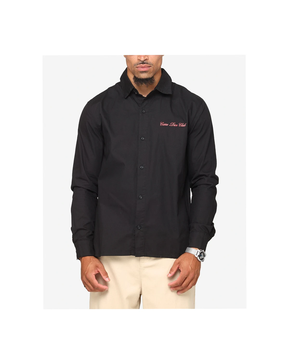 Men's Dice Club Long Sleeve Button Up Shirt - Pinstripe L