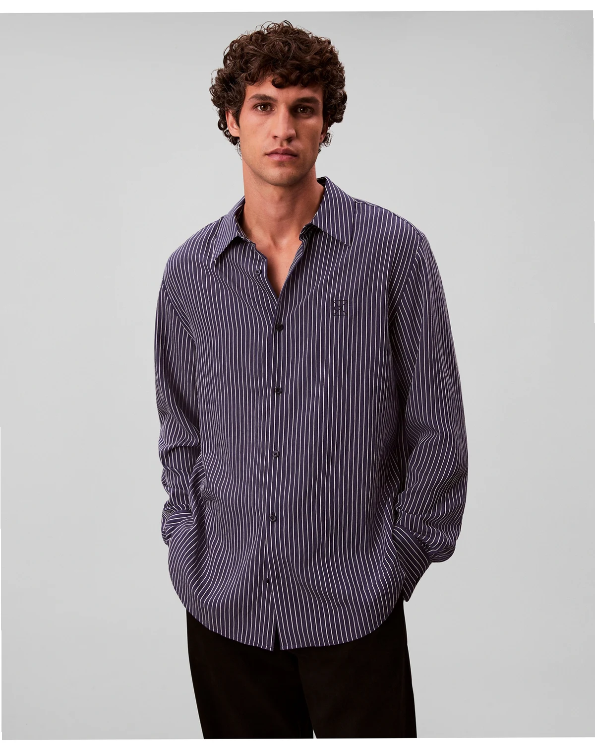 Men's Thin Striped Long-Sleeve Easy Shirt