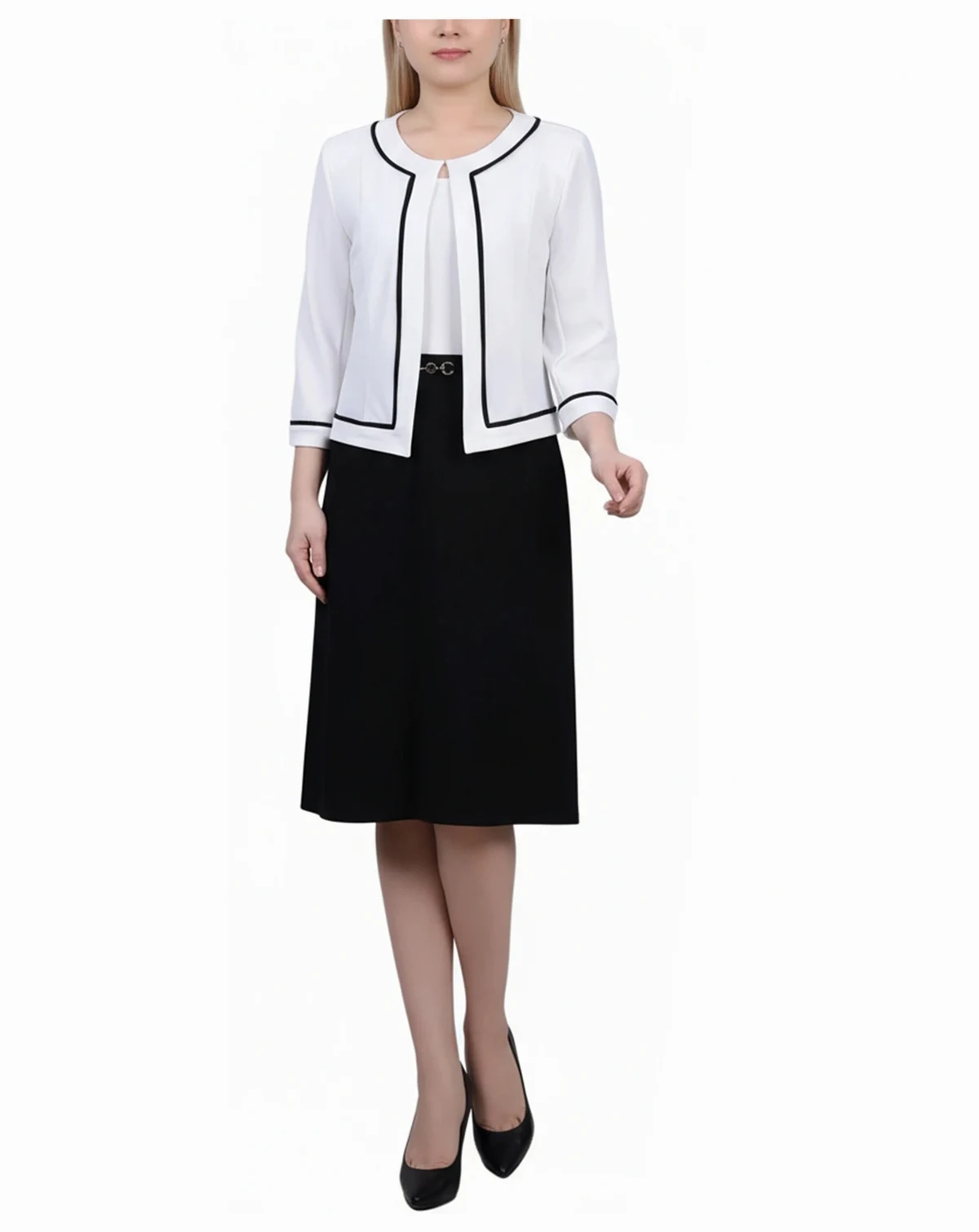 Petite 3/4 Sleeve 2 Piece Dress Set