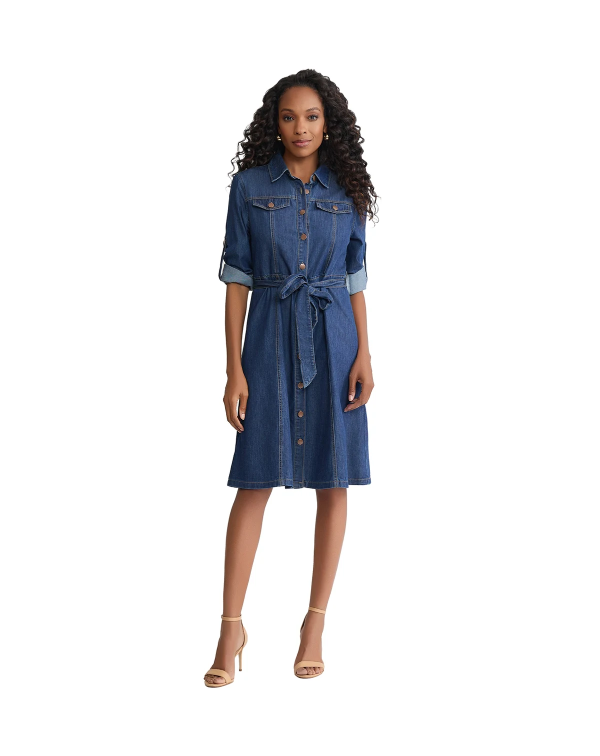 Petite Long-Sleeve Shirt Dress