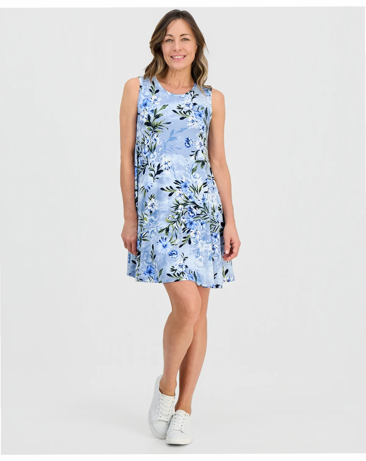 Petite Floral-Print Sleeveless Flip Flop Dress, Macy's Exclusive