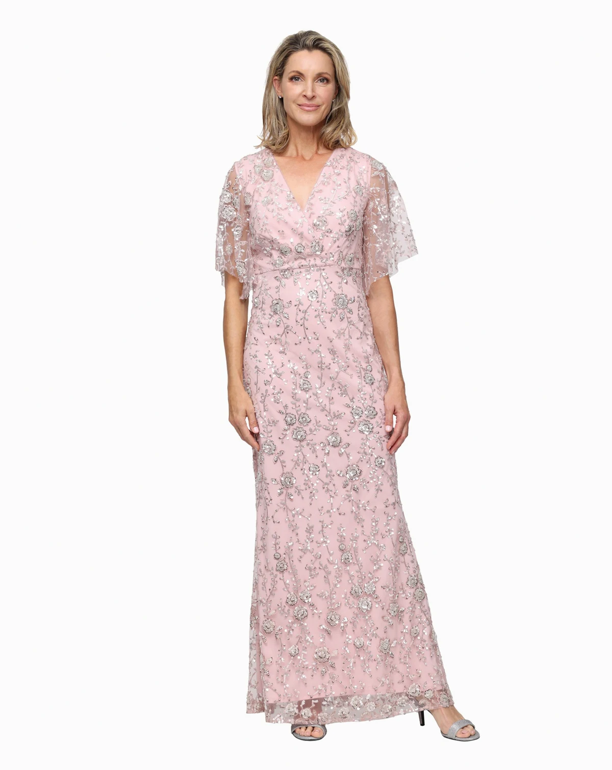 Petite Beaded Surplice A-Line Gown