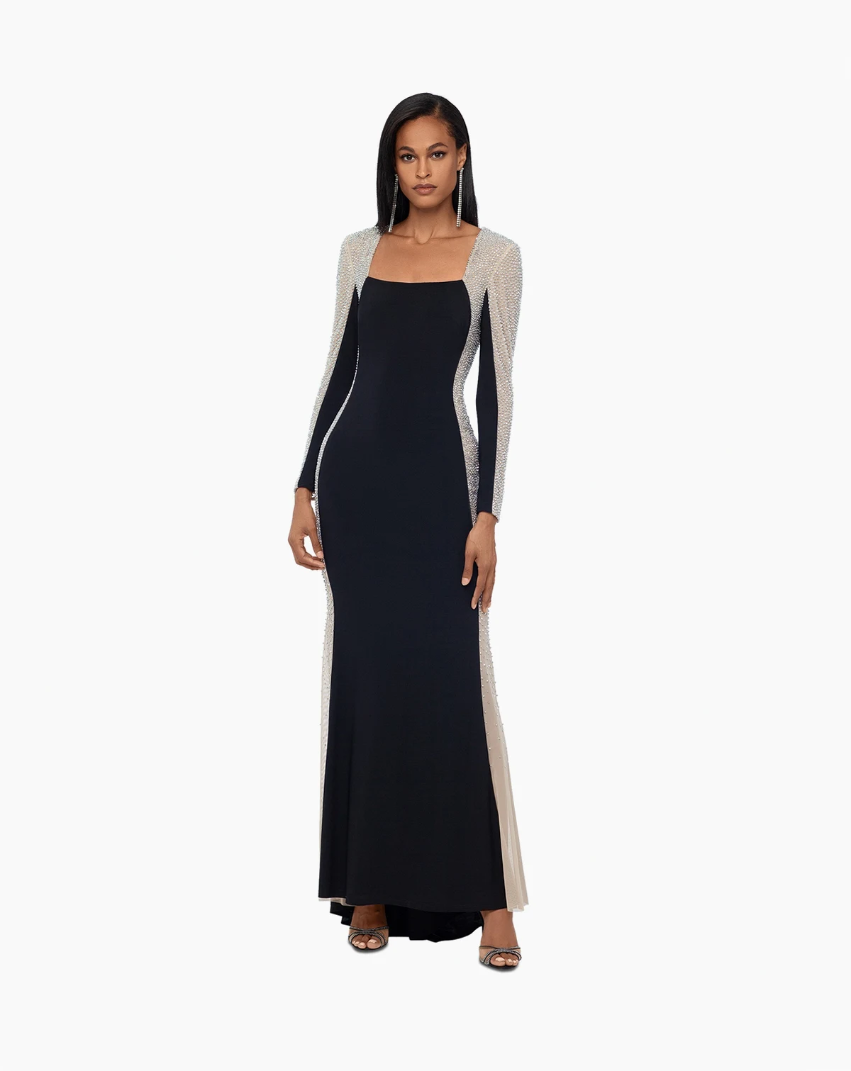 Petite Embellished Colorblocked Gown