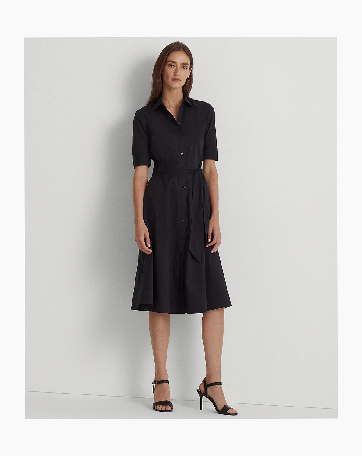 Petite Elbow-Sleeve Shirtdress