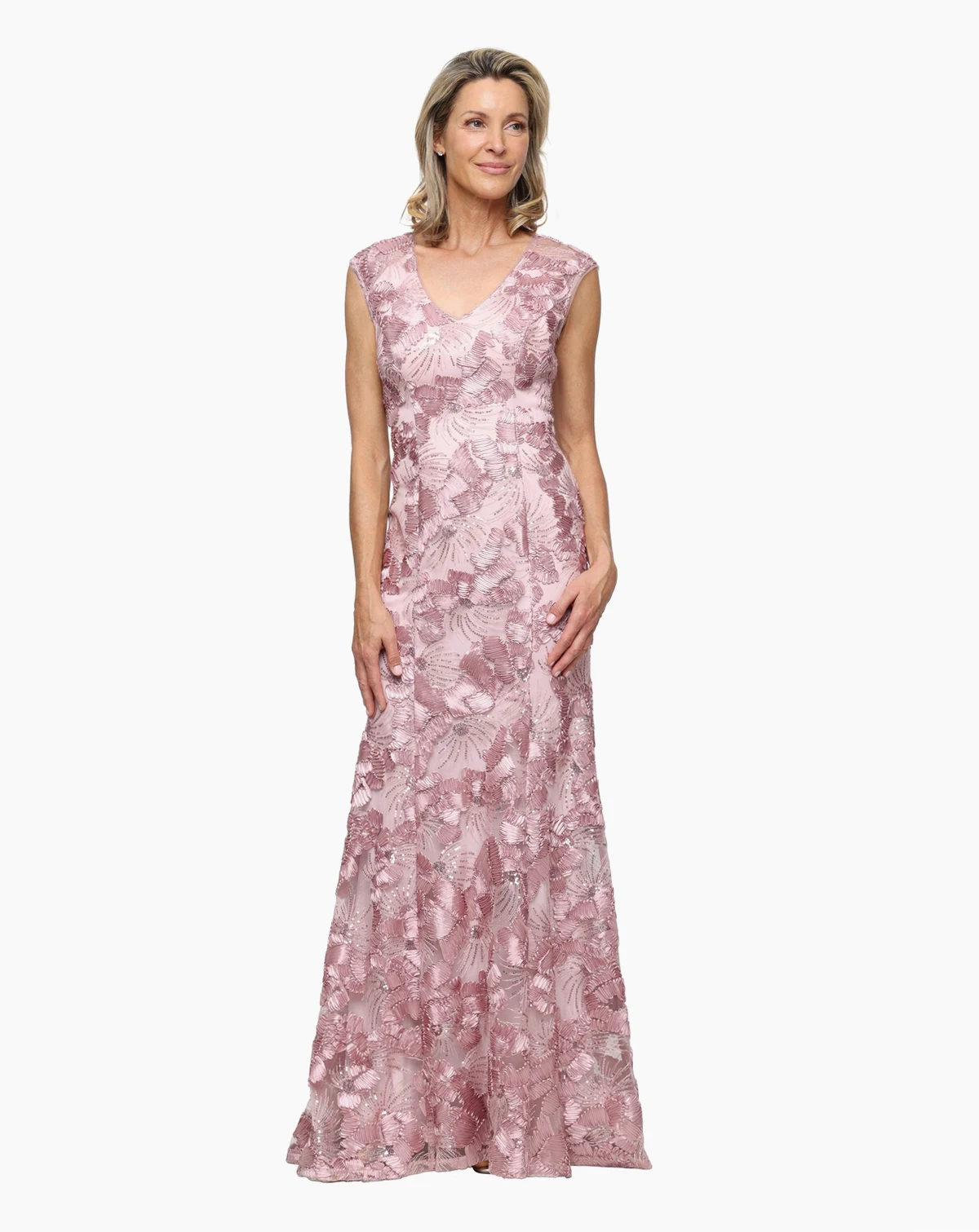 Petite V-Neck Sleeveless Gown